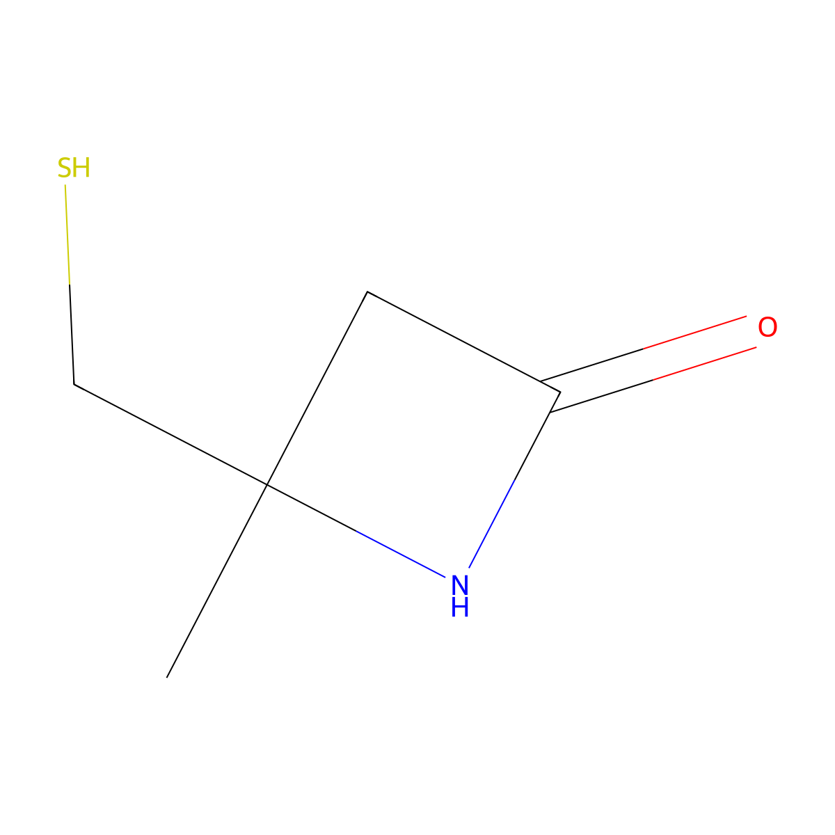 4-Methyl-4-(sulfanylmethyl)azetidin-2-one molecular structure, CAS 53598-97-3