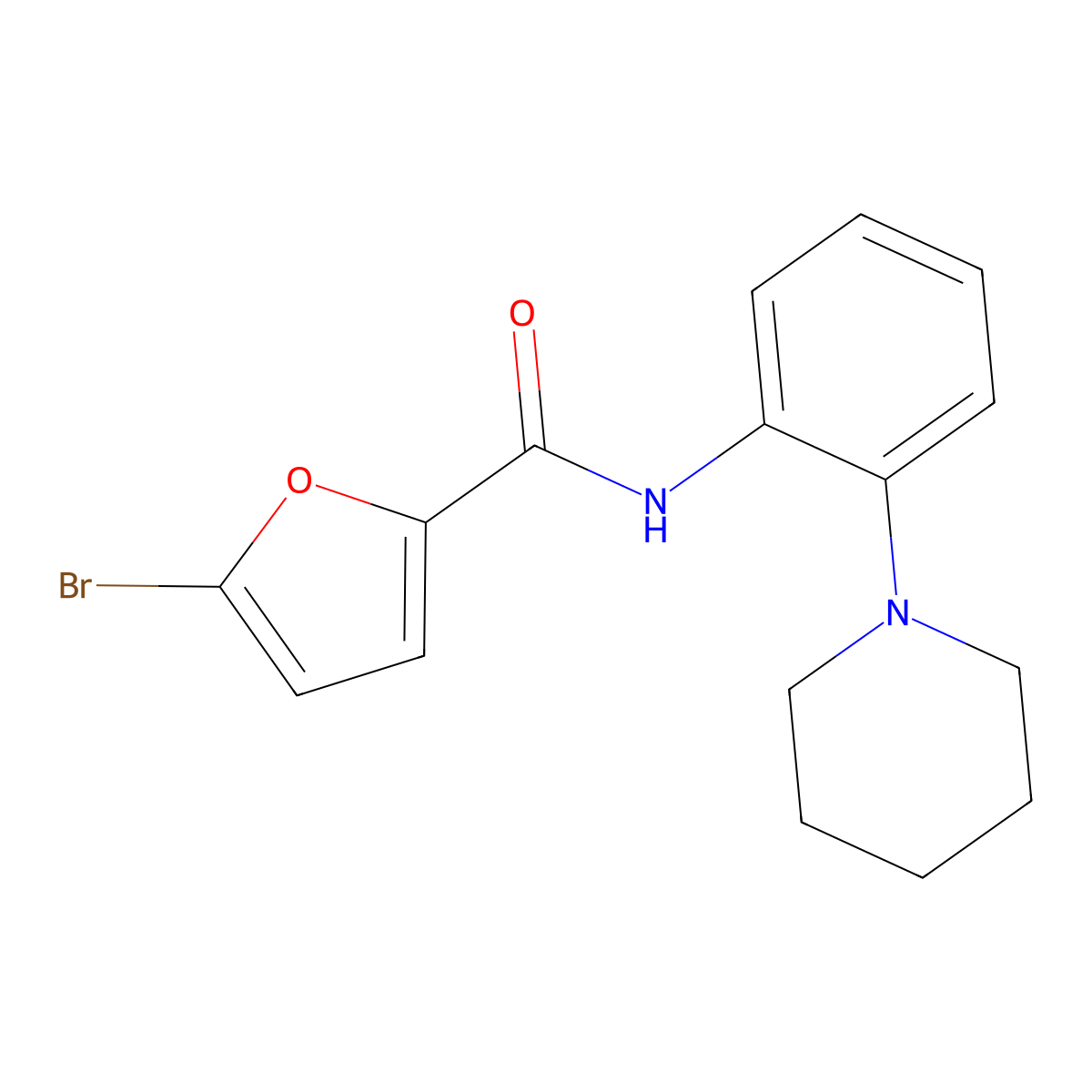 5-bromo-N-(2-piperidin-1-ylphenyl)furan-2-carboxamide molecular structure, CAS 535980-13-3