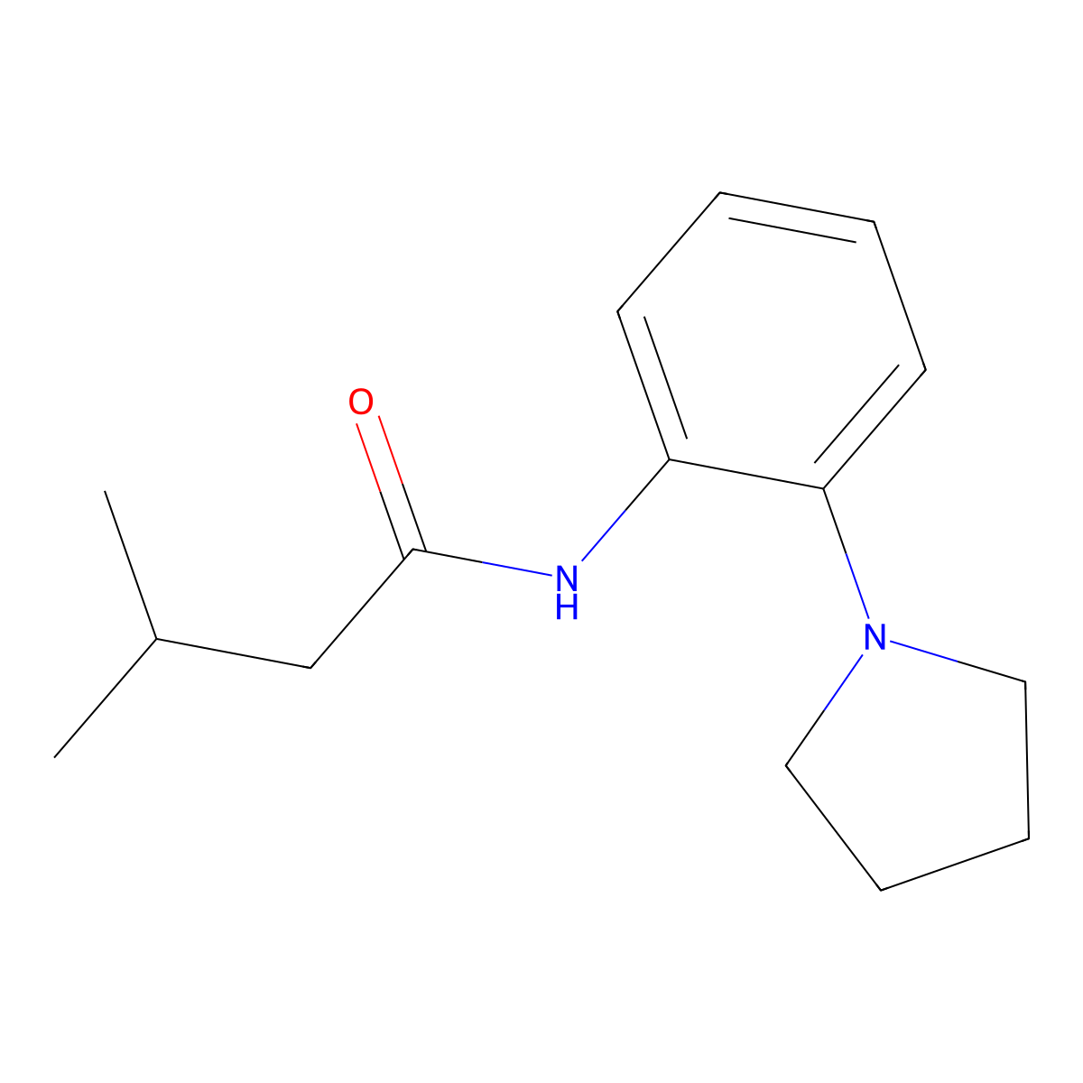 3-methyl-N-(2-pyrrolidin-1-ylphenyl)butanamide molecular structure, CAS 535980-25-7