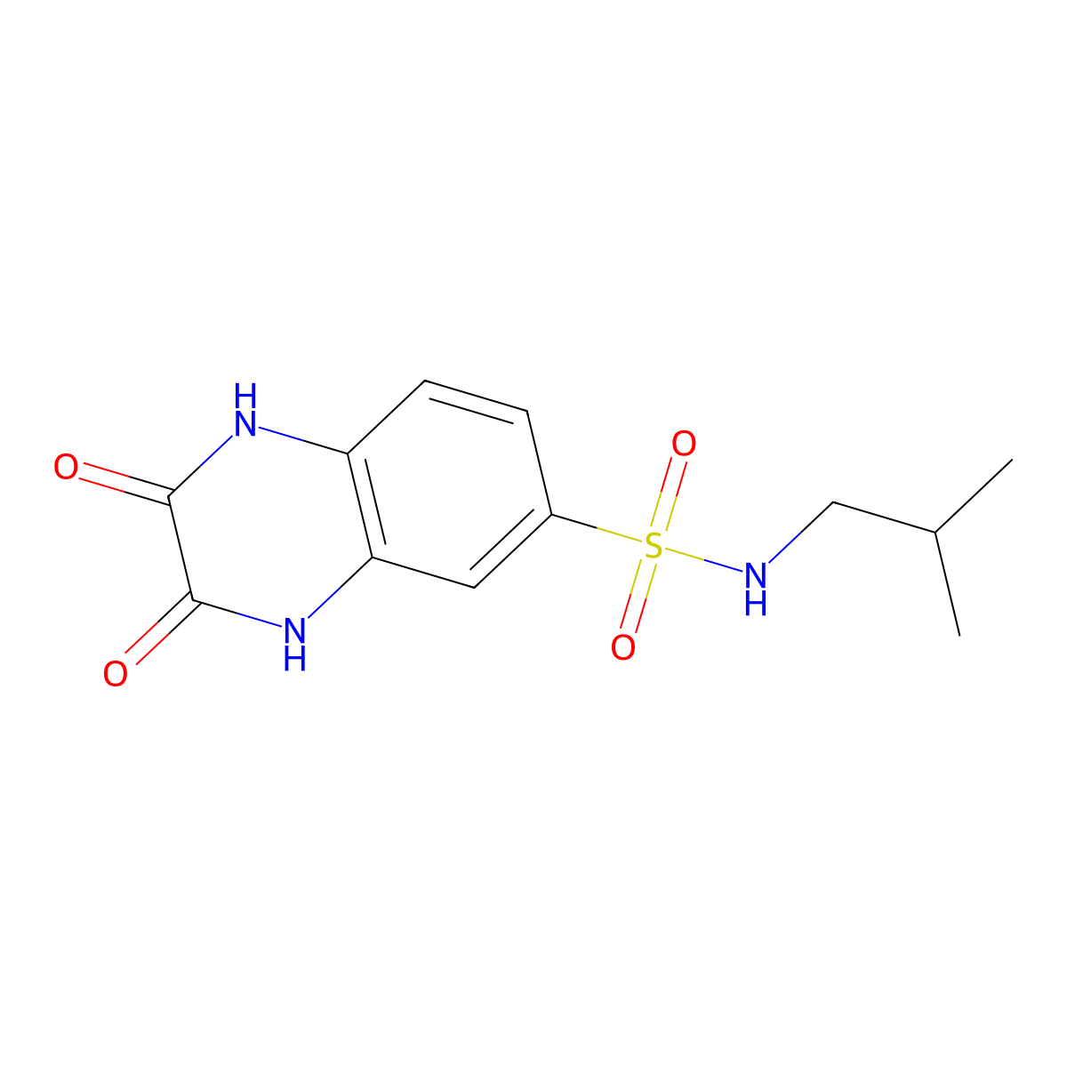 N-(2-methylpropyl)-2,3-dioxo-1,2,3,4-tetrahydroquinoxaline-6-sulfonamide molecular structure, CAS 535990-96-6