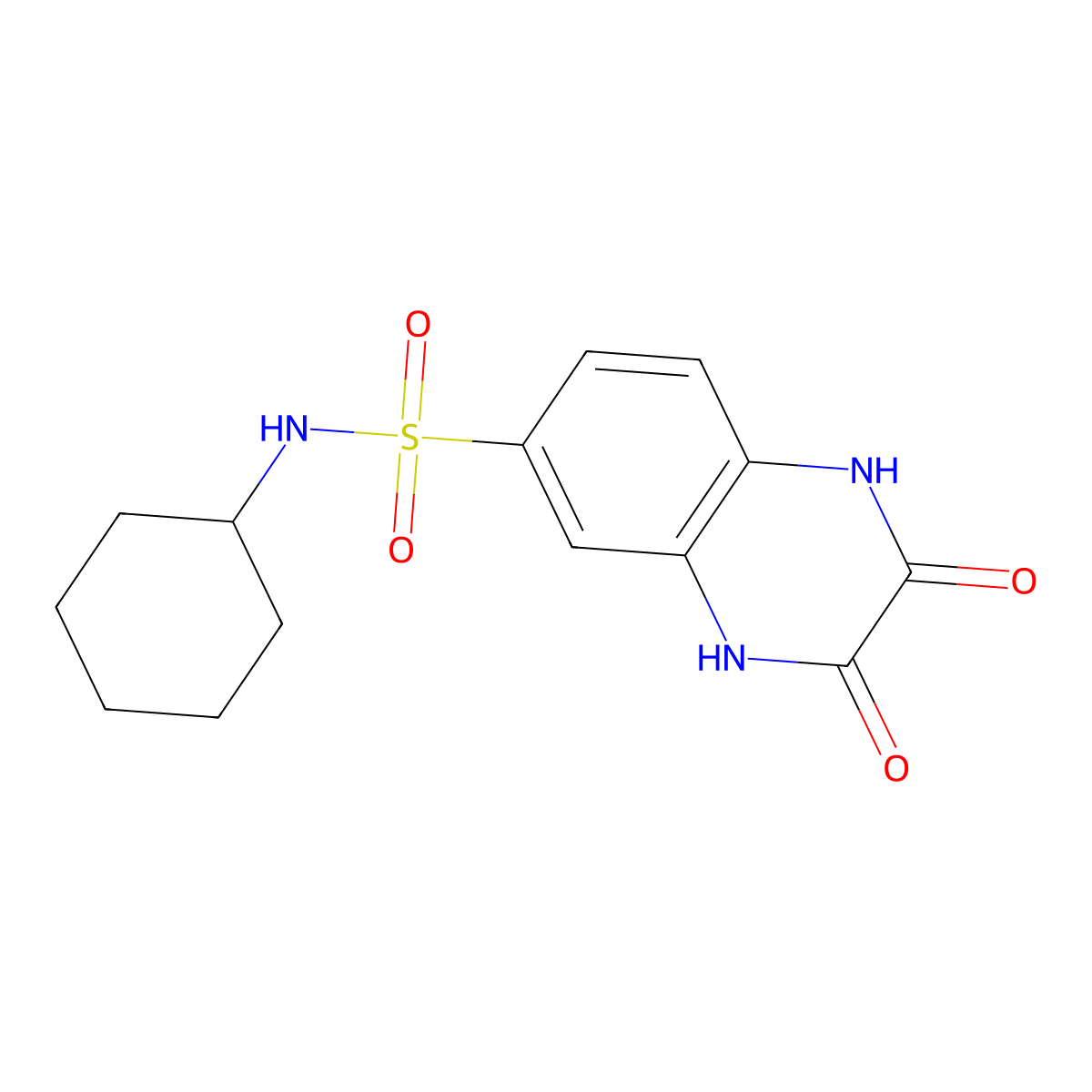 N-cyclohexyl-2,3-dioxo-1,4-dihydroquinoxaline-6-sulfonamide molecular structure, CAS 535991-05-0
