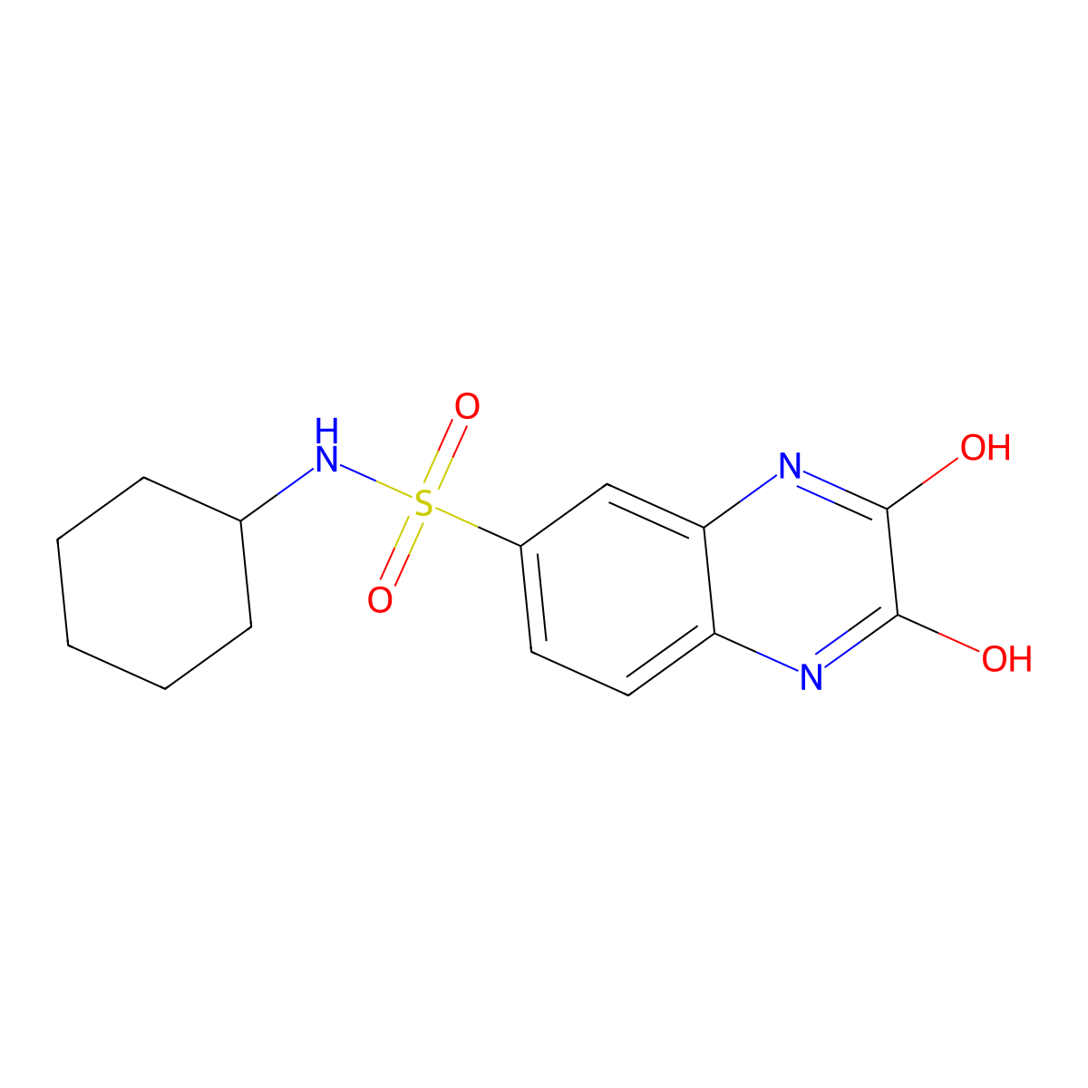 N-cyclohexyl-2,3-dioxo-1,4-dihydroquinoxaline-6-sulfonamide molecular structure, CAS 535991-05-0