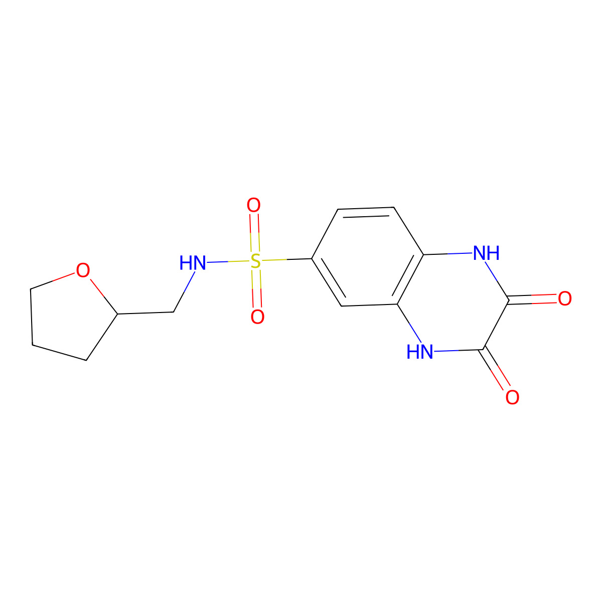 2,3-dihydroxy-N-(tetrahydrofuran-2-ylmethyl)quinoxaline-6-sulfonamide molecular structure, CAS 535991-15-2