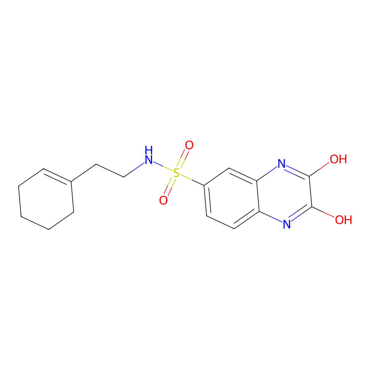 N-[2-(cyclohexen-1-yl)ethyl]-2,3-dioxo-1,4-dihydroquinoxaline-6-sulfonamide molecular structure, CAS 535991-18-5