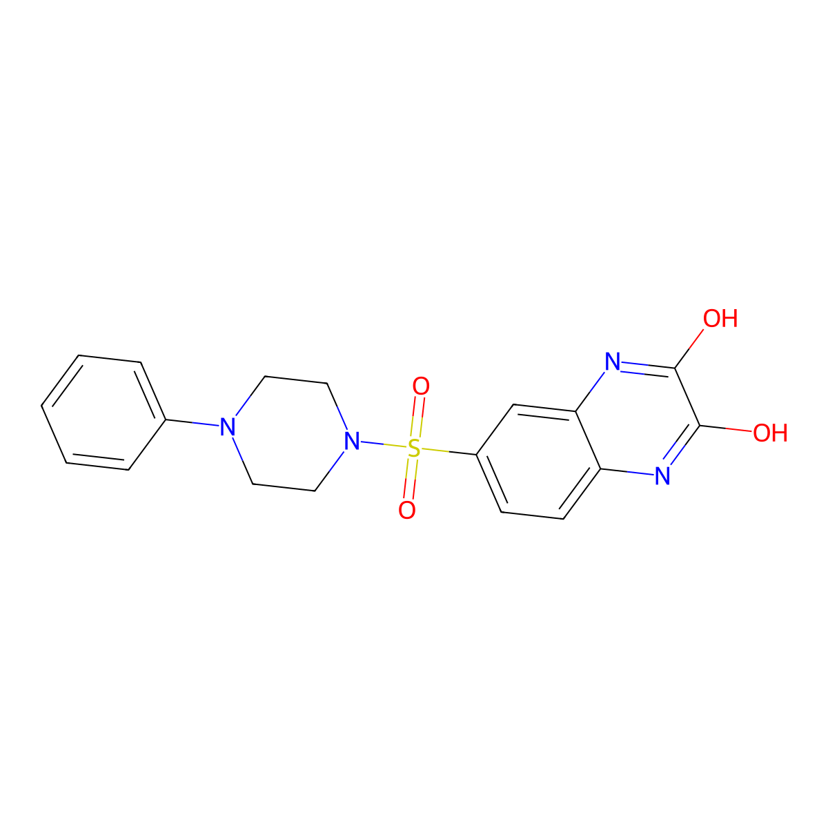 6-(4-Phenylpiperazin-1-yl)sulfonyl-1,4-dihydroquinoxaline-2,3-dione molecular structure, CAS 535991-57-2