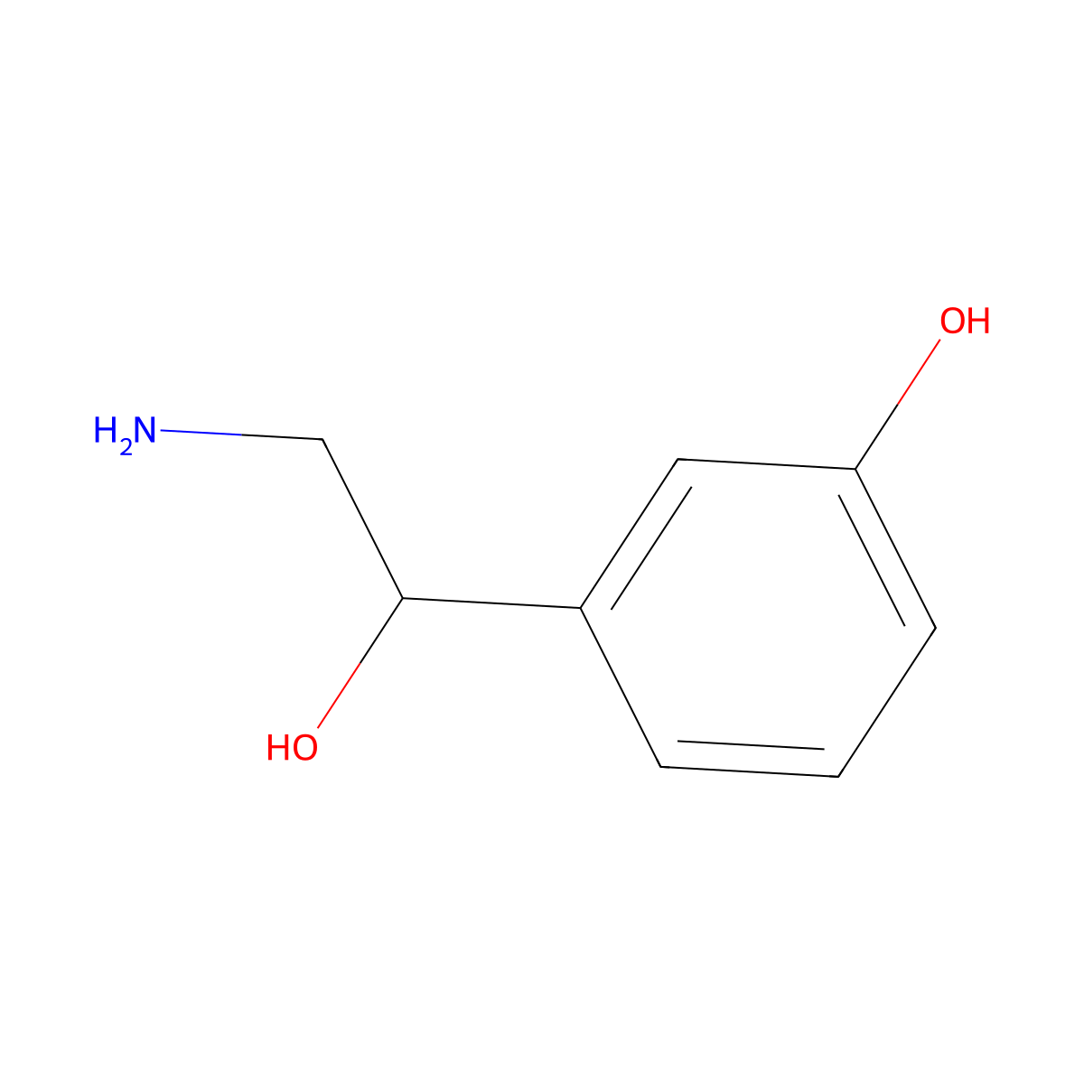 Norfenefrine molecular structure, CAS 536-21-0