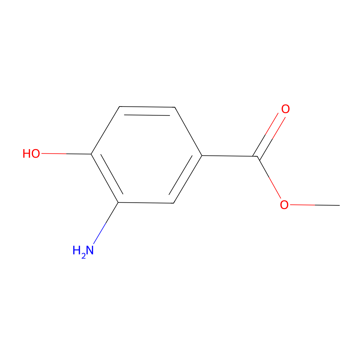Methyl 3-amino-4-hydroxybenzoate molecular structure, CAS 536-25-4