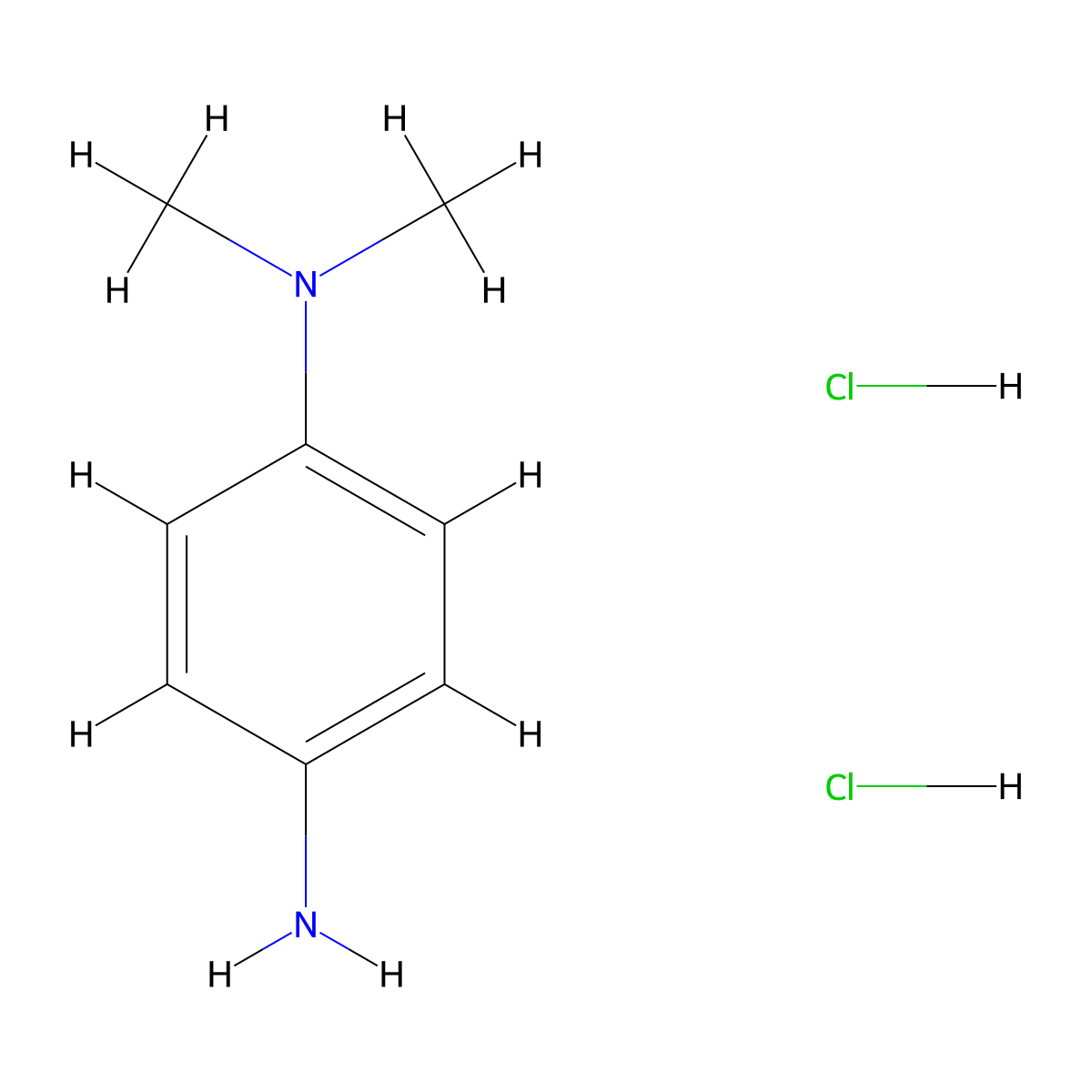 1,4-Benzenediamine, N1,N1-dimethyl-, hydrochloride (1:2) molecular structure, CAS 536-46-9
