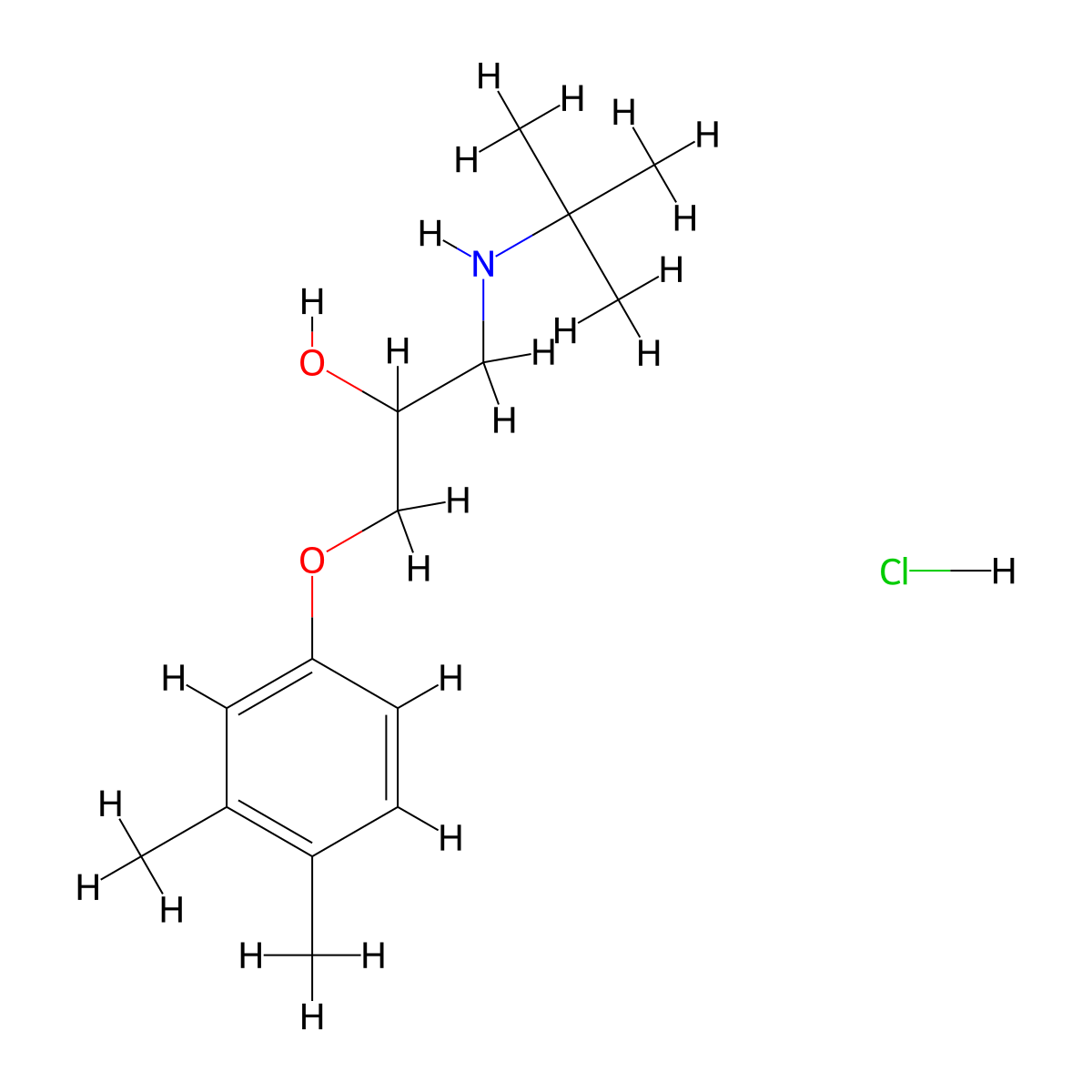 1-(Tert-butylamino)-3-(3,4-dimethylphenoxy)-2-propanol hydrochloride molecular structure, CAS 5360-55-4