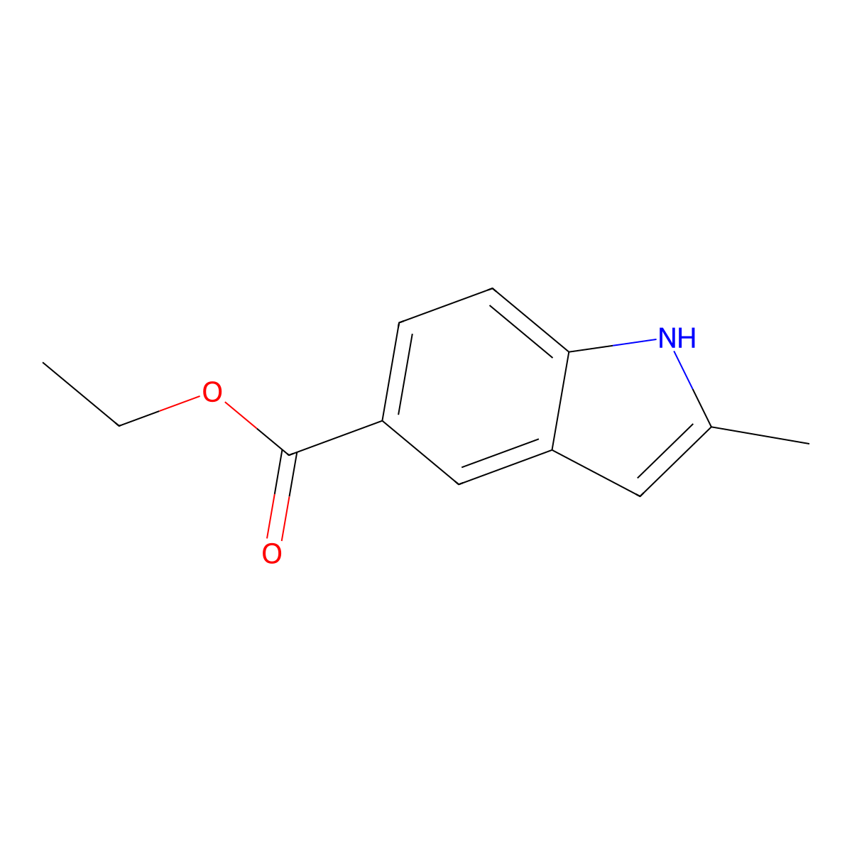 ethyl 2-methyl-1H-indole-5-carboxylate molecular structure, CAS 53600-12-7