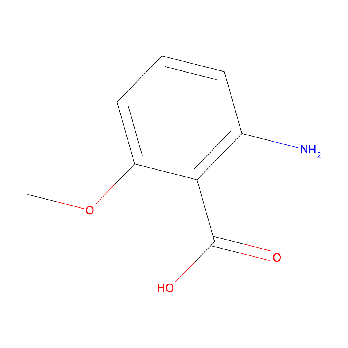 2-Amino-6-methoxybenzoic Acid molecular structure, CAS 53600-33-2