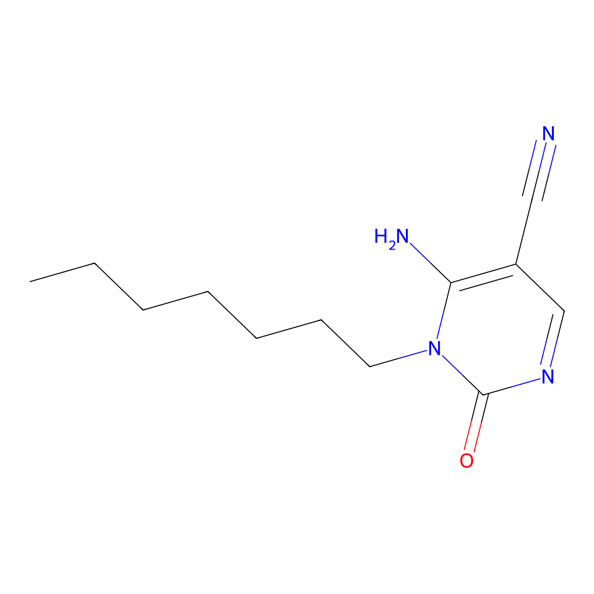 6-Amino-1-heptyl-2-oxopyrimidine-5-carbonitrile molecular structure, CAS 53608-90-5