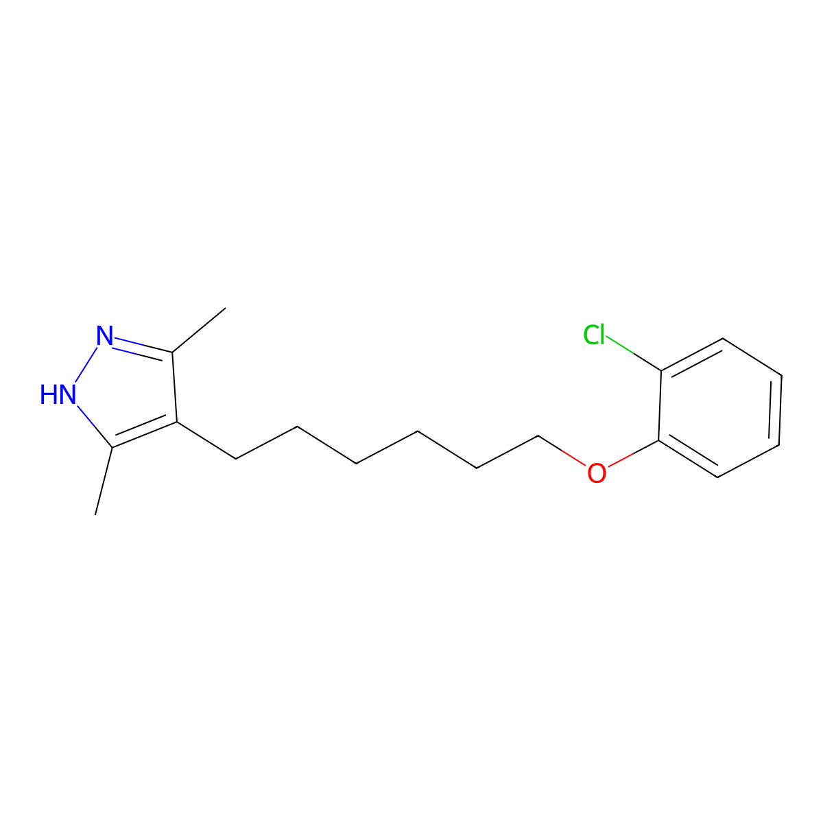 4-[6-(2-chlorophenoxy)hexyl]-3,5-dimethyl-1H-pyrazole molecular structure, CAS 5361-03-5