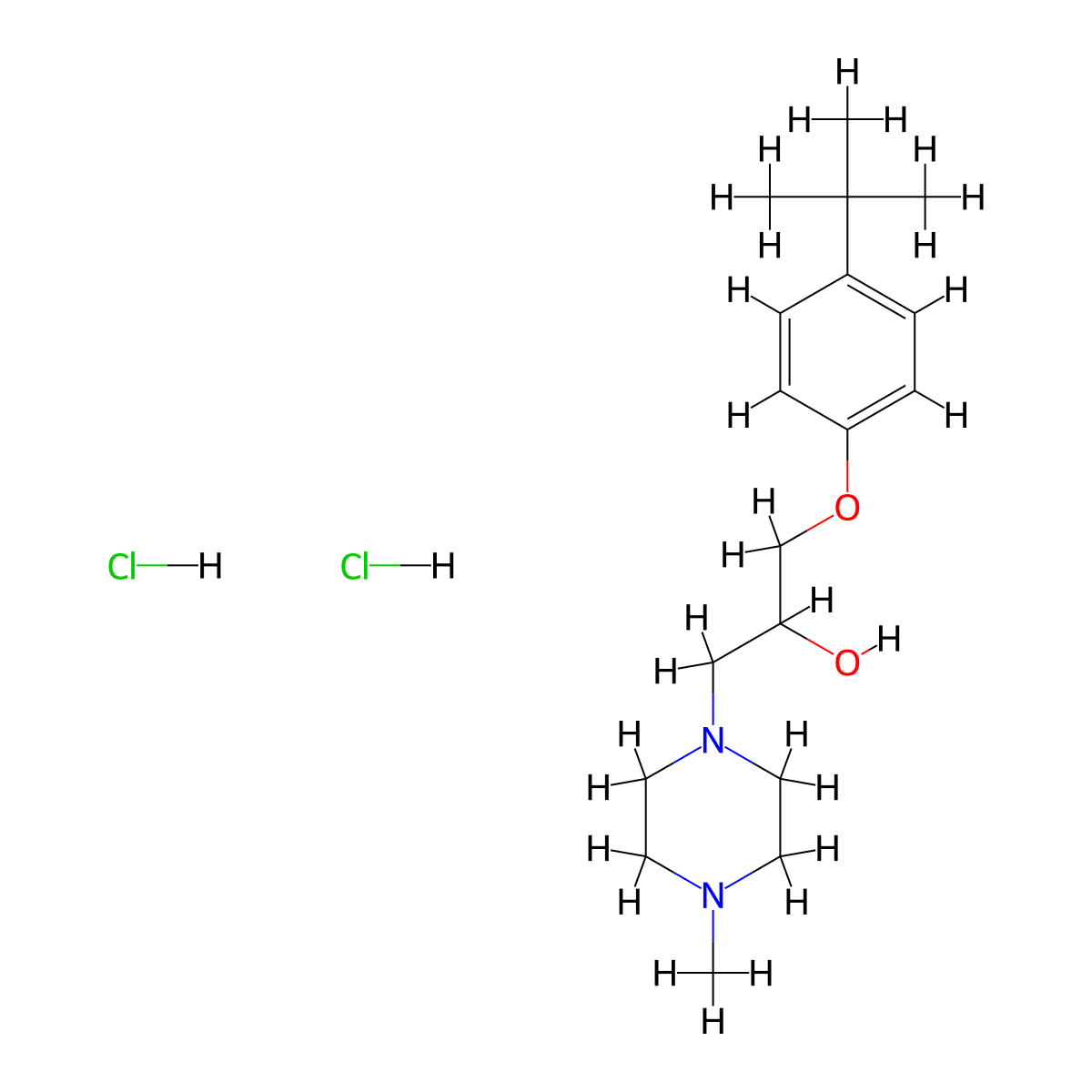 1-(4-Tert-butylphenoxy)-3-(4-methyl-1-piperazinyl)-2-propanol dihydrochloride molecular structure, CAS 5361-57-9