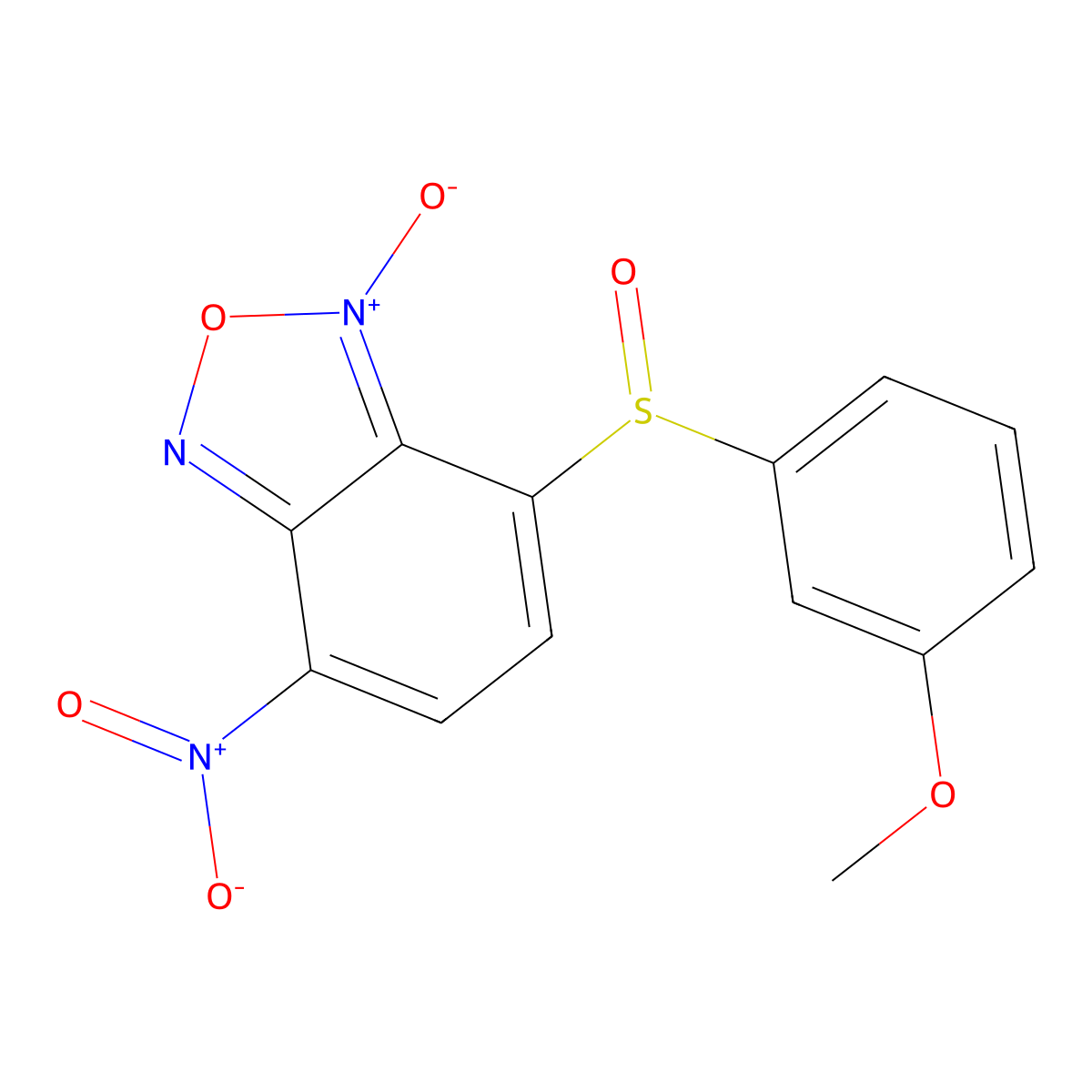 4-(3-Methoxyphenyl)sulfinyl-7-nitro-3-oxido-2,1,3-benzoxadiazol-3-ium molecular structure, CAS 53619-53-7