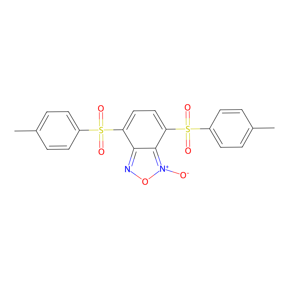 Benzofurazan, 4,7-bis((4-methylphenyl)sulfonyl)-, 1-oxide molecular structure, CAS 53619-77-5