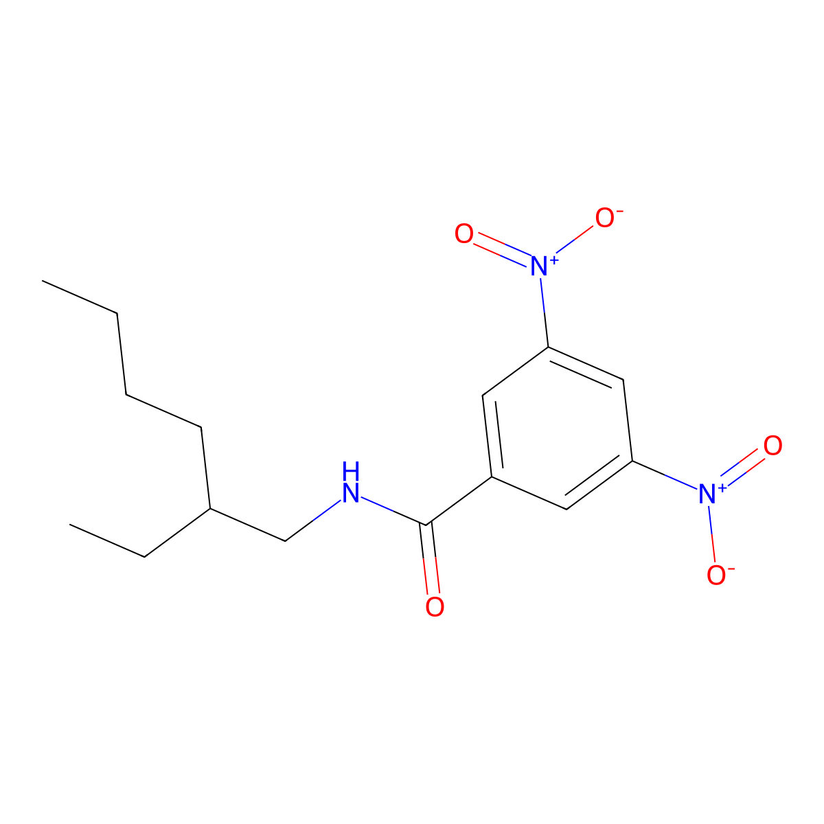 N-(2-ethylhexyl)-3,5-dinitrobenzamide molecular structure, CAS 5362-36-7