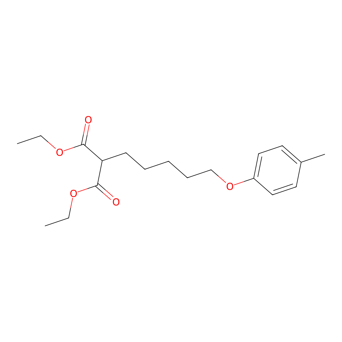 Diethyl 2-[5-(4-methylphenoxy)pentyl]propanedioate molecular structure, CAS 5362-66-3