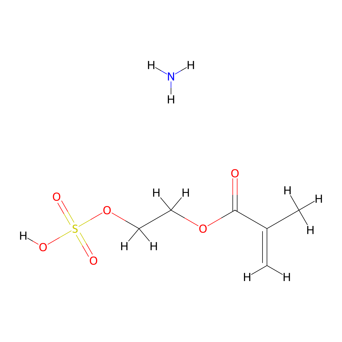 2-Propenoic acid, 2-methyl-, 2-(sulfooxy)ethyl ester, ammonium salt (1:1) molecular structure, CAS 53621-34-4