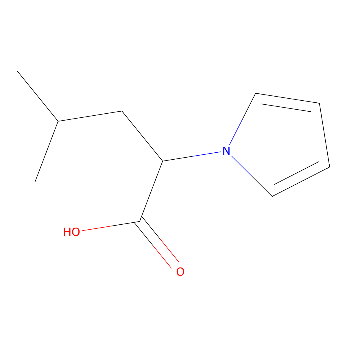 4-methyl-2-(1H-pyrrol-1-yl)pentanoic acid molecular structure, CAS 53623-79-3