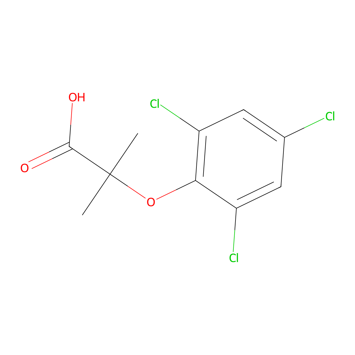 2-Methyl-2-(2,4,6-trichlorophenoxy)propanoic acid molecular structure, CAS 53625-00-6