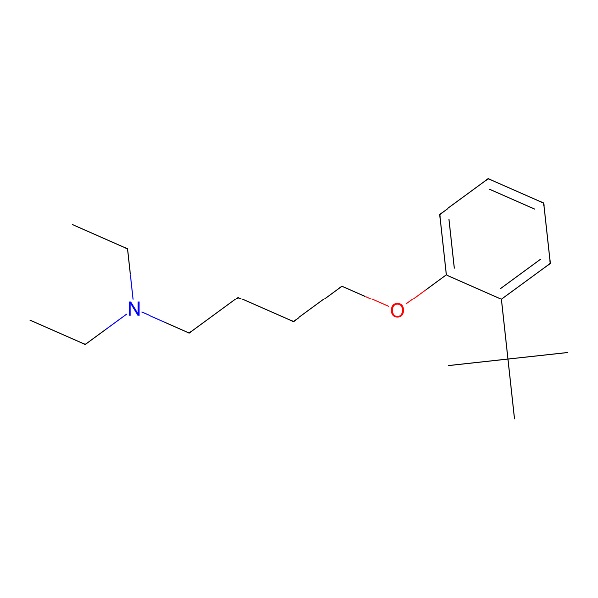 N,N-diethyl-4-(2-tert-butylphenoxy)butan-1-amine molecular structure, CAS 5363-14-4