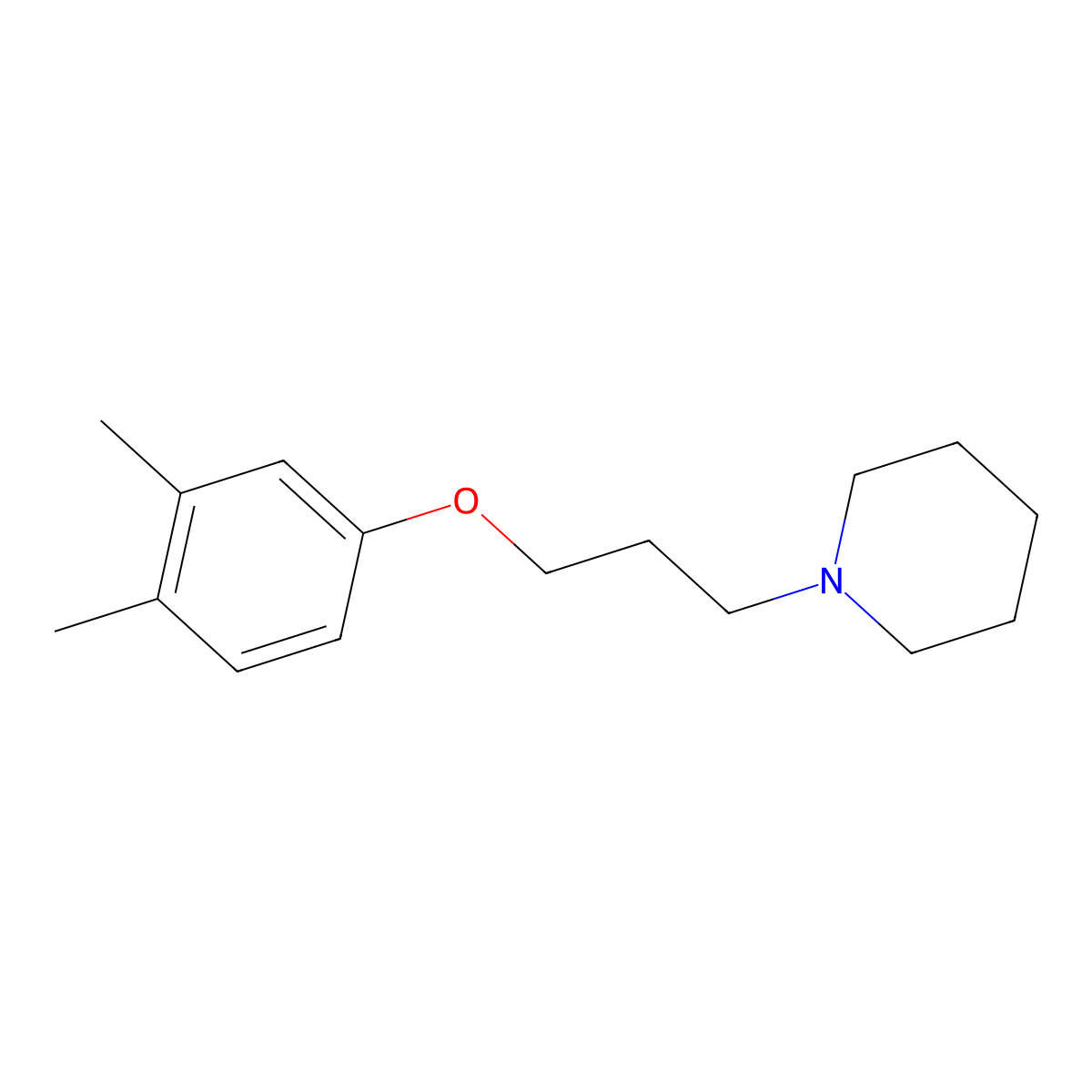 1-[3-(3,4-Dimethylphenoxy)propyl]piperidine molecular structure, CAS 5363-65-5