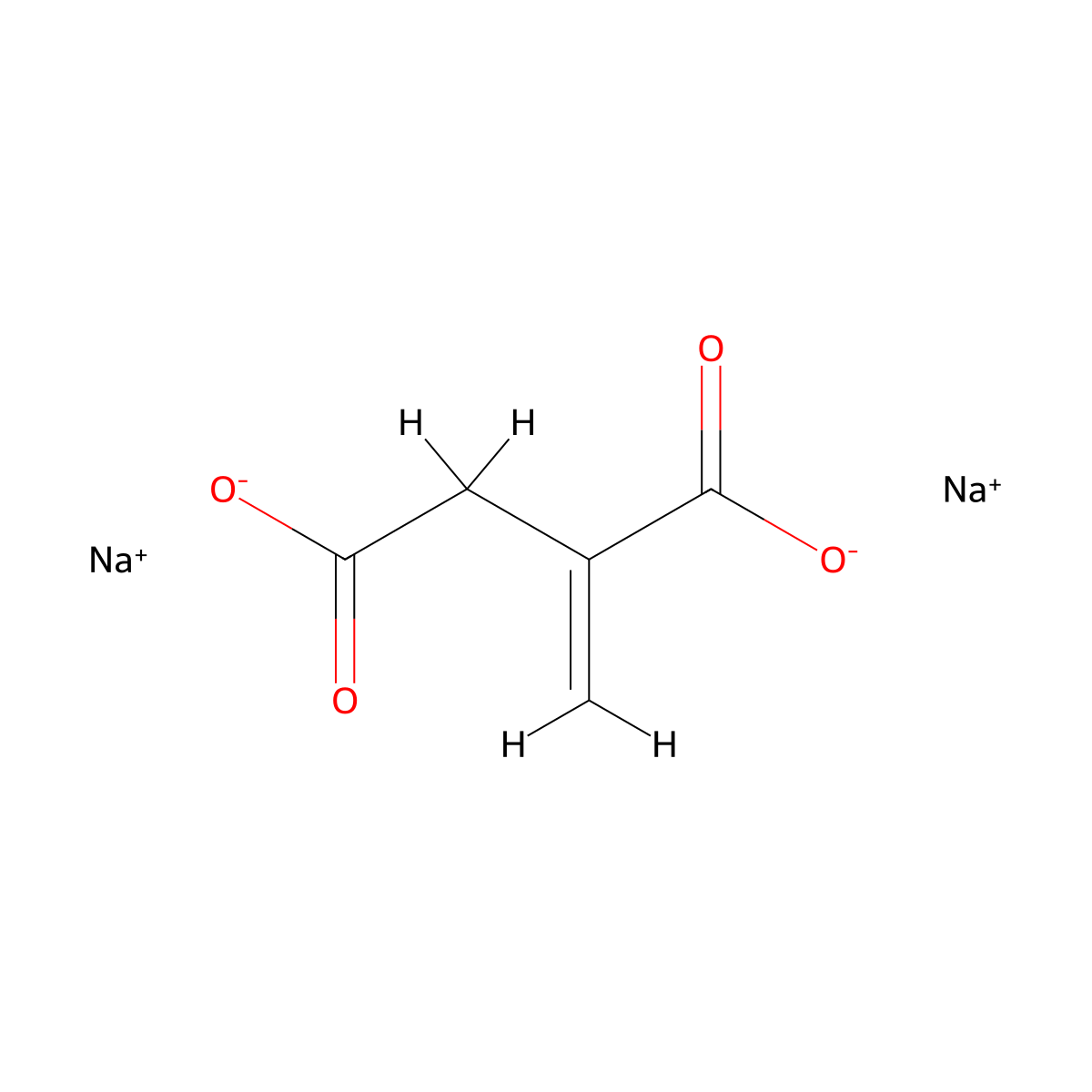 Butanedioic acid, 2-methylene-, sodium salt (1:2) molecular structure, CAS 5363-69-9