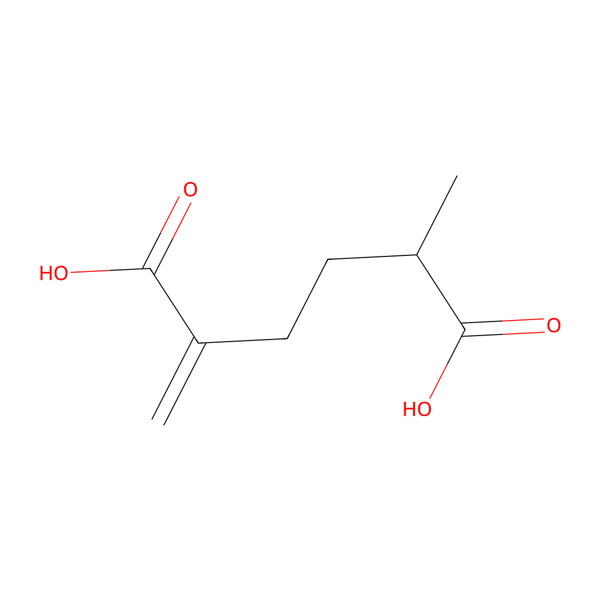 2-Methyl-5-methyleneadipic acid molecular structure, CAS 5363-70-2