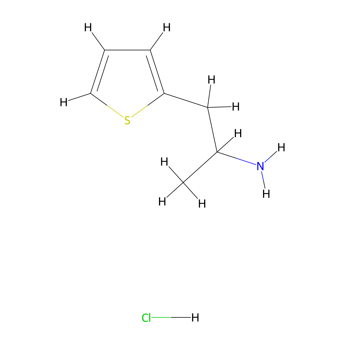 1-(Thiophen-2-yl)propan-2-amine hydrochloride molecular structure, CAS 53632-92-1