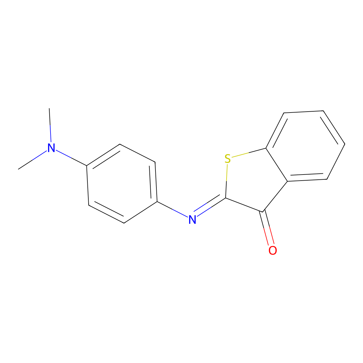 Benzo[b]thiophen-3(2H)-one, 2-[[4-(dimethylamino)phenyl]imino]- molecular structure, CAS 53633-39-9