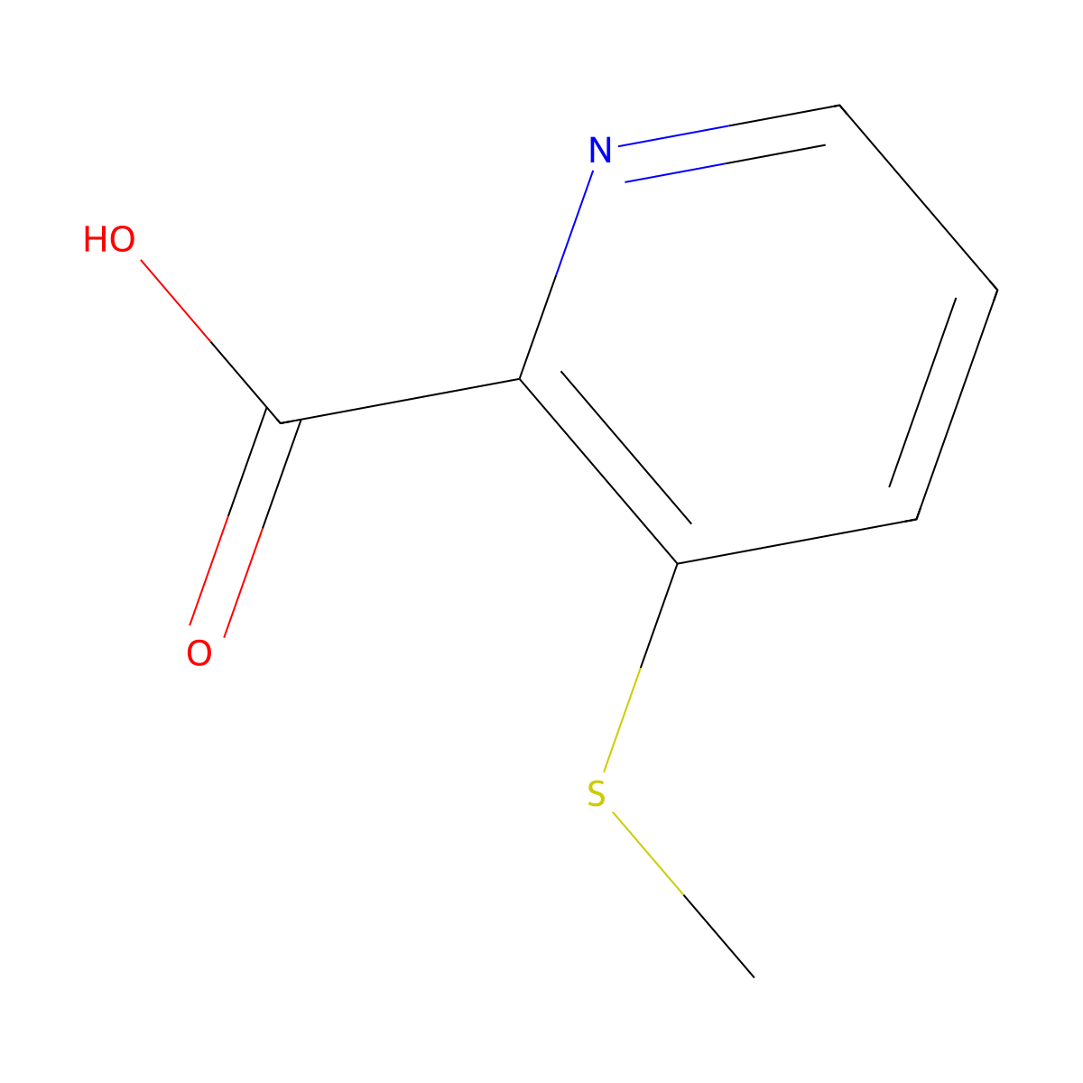 3-(Methylsulfanyl)pyridine-2-carboxylic acid molecular structure, CAS 53636-37-6
