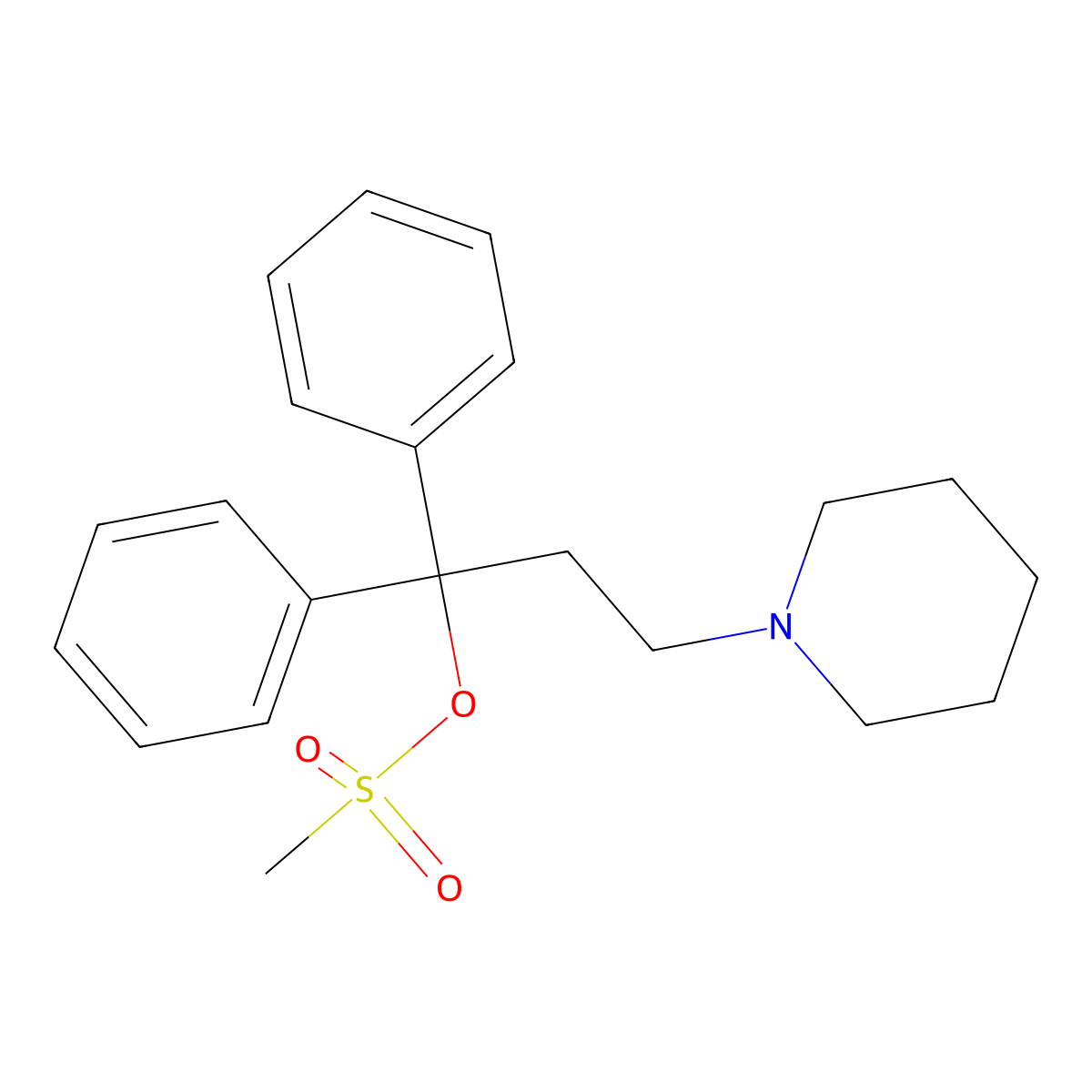 1,1-Diphenyl-3-(piperidin-1-yl)propyl methanesulfonate molecular structure, CAS 53639-82-0