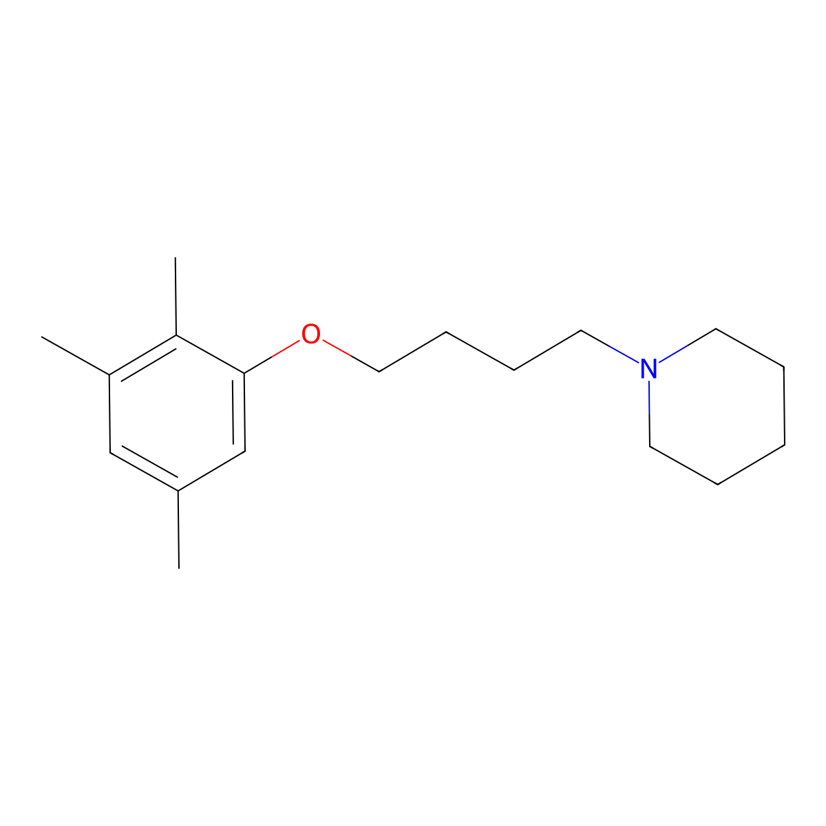 1-[4-(2,3,5-Trimethylphenoxy)butyl]piperidine molecular structure, CAS 5364-69-2