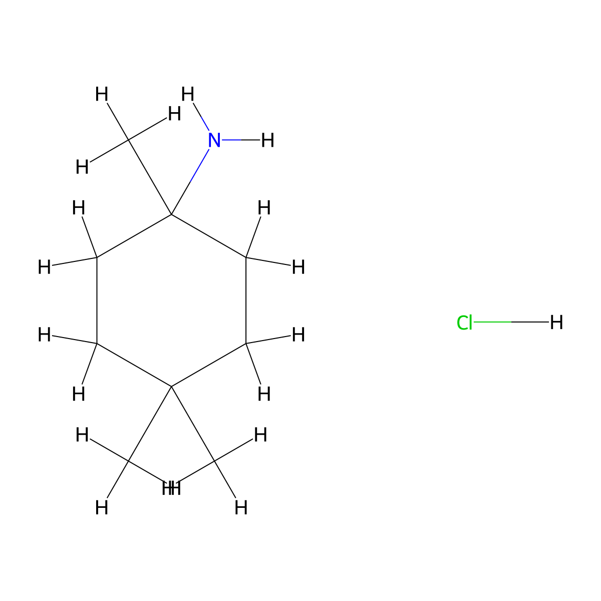 1,4,4-Trimethylcyclohexan-1-amine hydrochloride molecular structure, CAS 5364-88-5