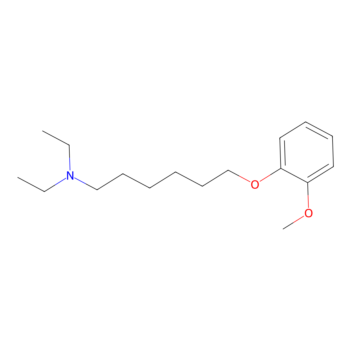 N,N-diethyl-6-(2-methoxyphenoxy)hexan-1-amine molecular structure, CAS 5364-98-7