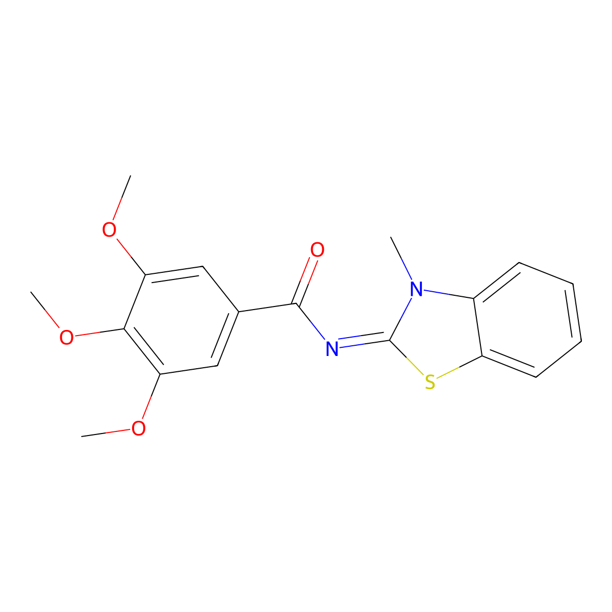 3,4,5-trimethoxy-N-(3-methyl-1,3-benzothiazol-2-ylidene)benzamide molecular structure, CAS 53641-53-5