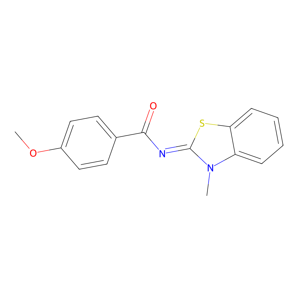 4-methoxy-N-(3-methyl-1,3-benzothiazol-2-ylidene)benzamide molecular structure, CAS 53641-54-6