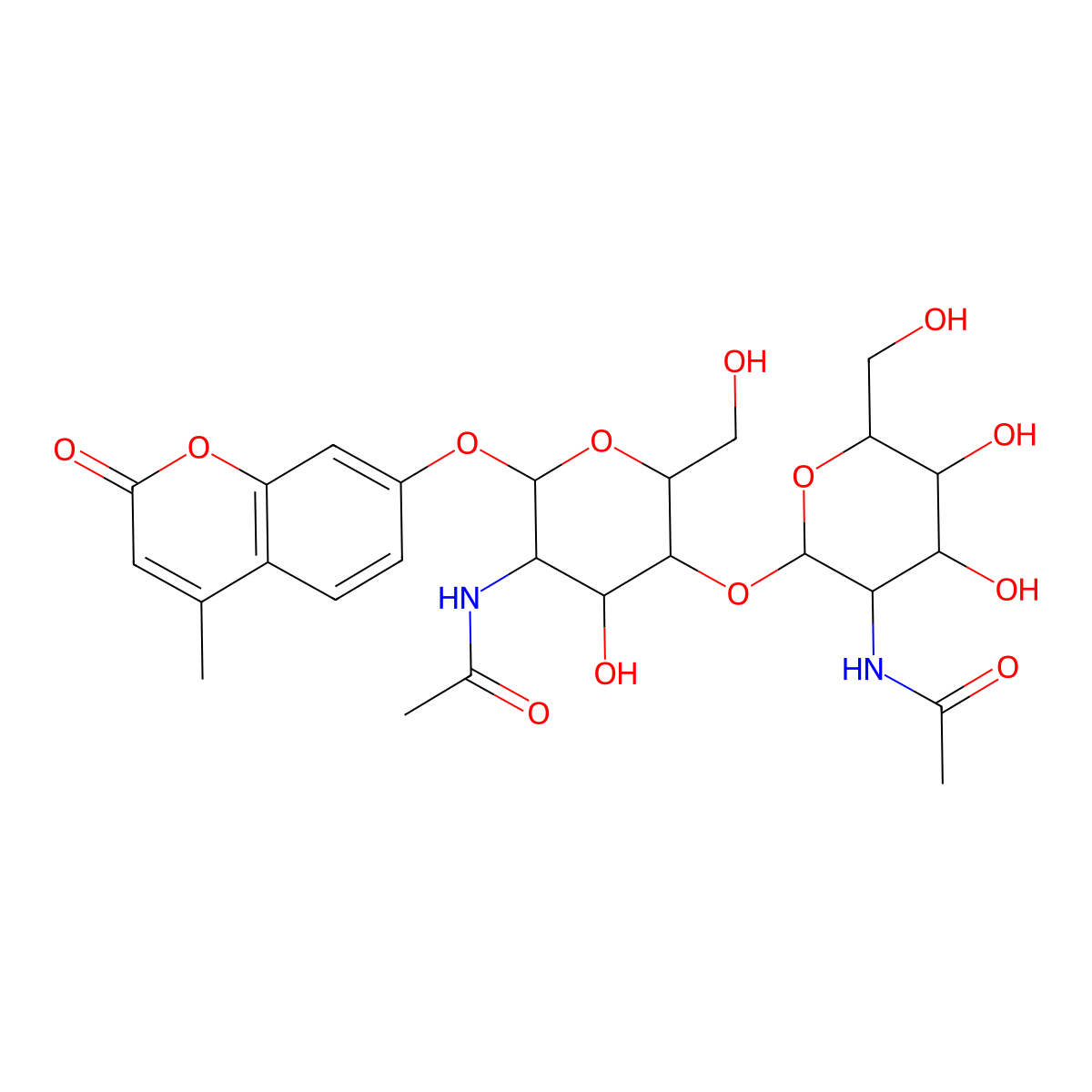 4-Methylumbelliferyl-N,N-diacetylchitobioside molecular structure, CAS 53643-12-2