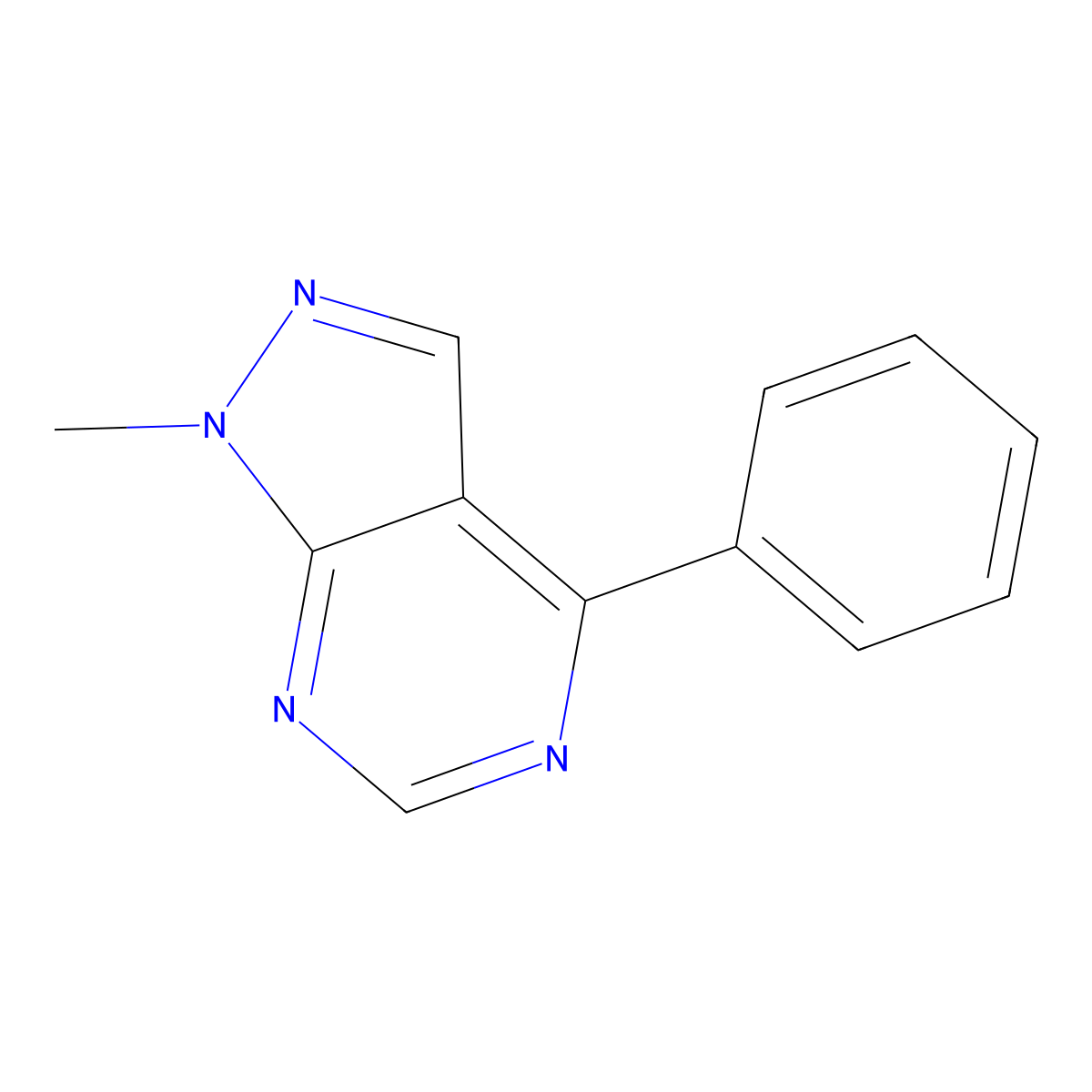 1-Methyl-4-phenyl-1H-pyrazolo[3,4-d]pyrimidine molecular structure, CAS 53645-68-4