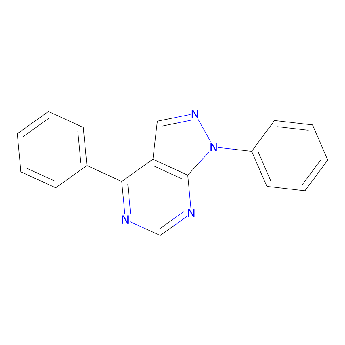 1,4-diphenyl-1H-pyrazolo[3,4-d]pyrimidine molecular structure, CAS 53645-78-6