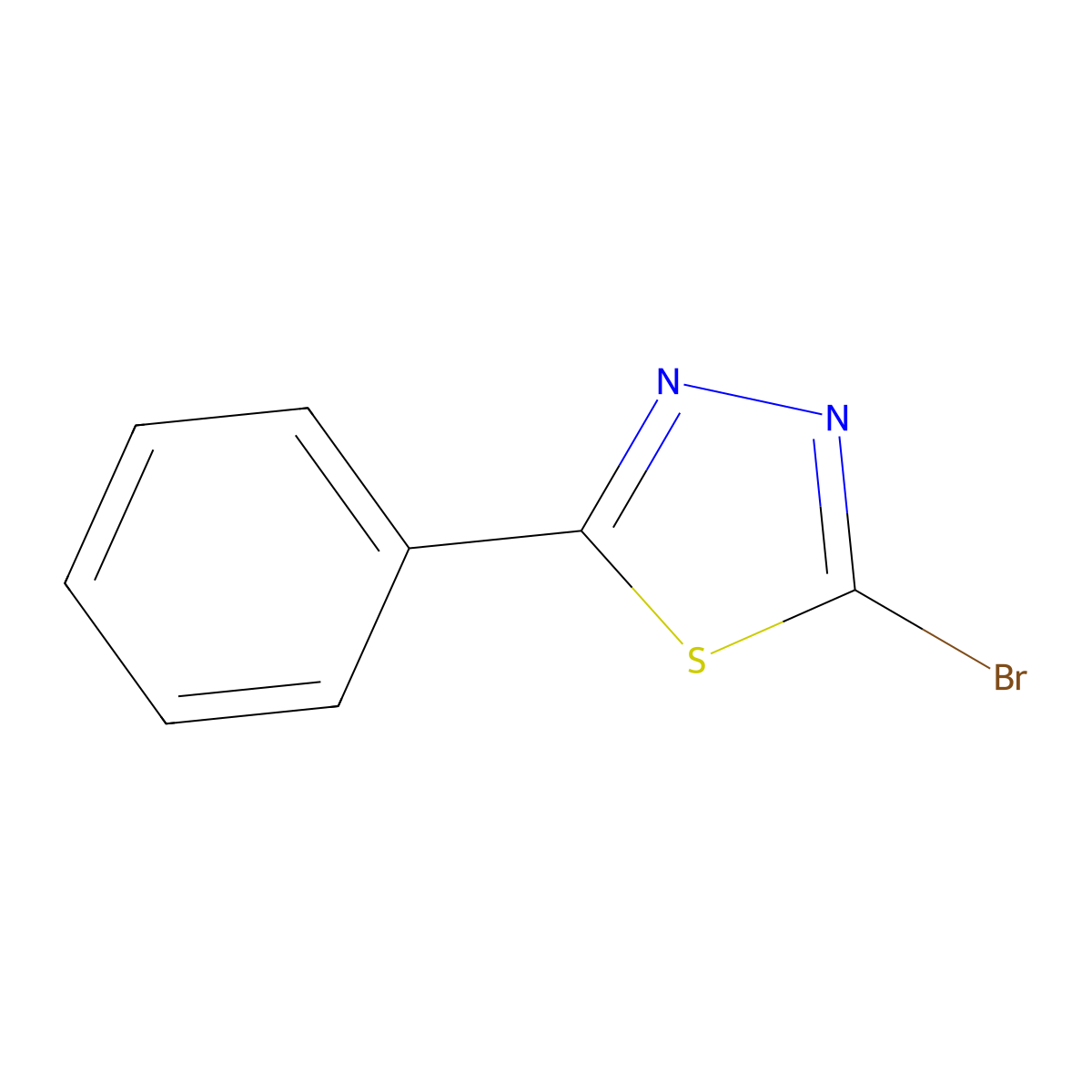 2-Bromo-5-phenyl-1,3,4-thiadiazole molecular structure, CAS 53645-95-7