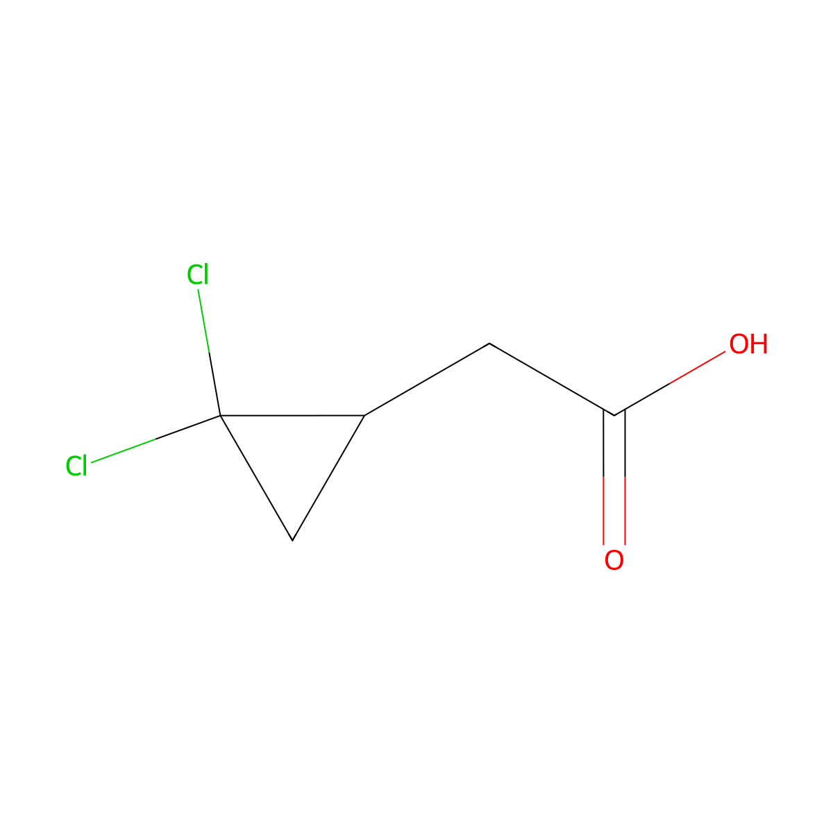 2-(2,2-Dichlorocyclopropyl)acetic acid molecular structure, CAS 5365-26-4