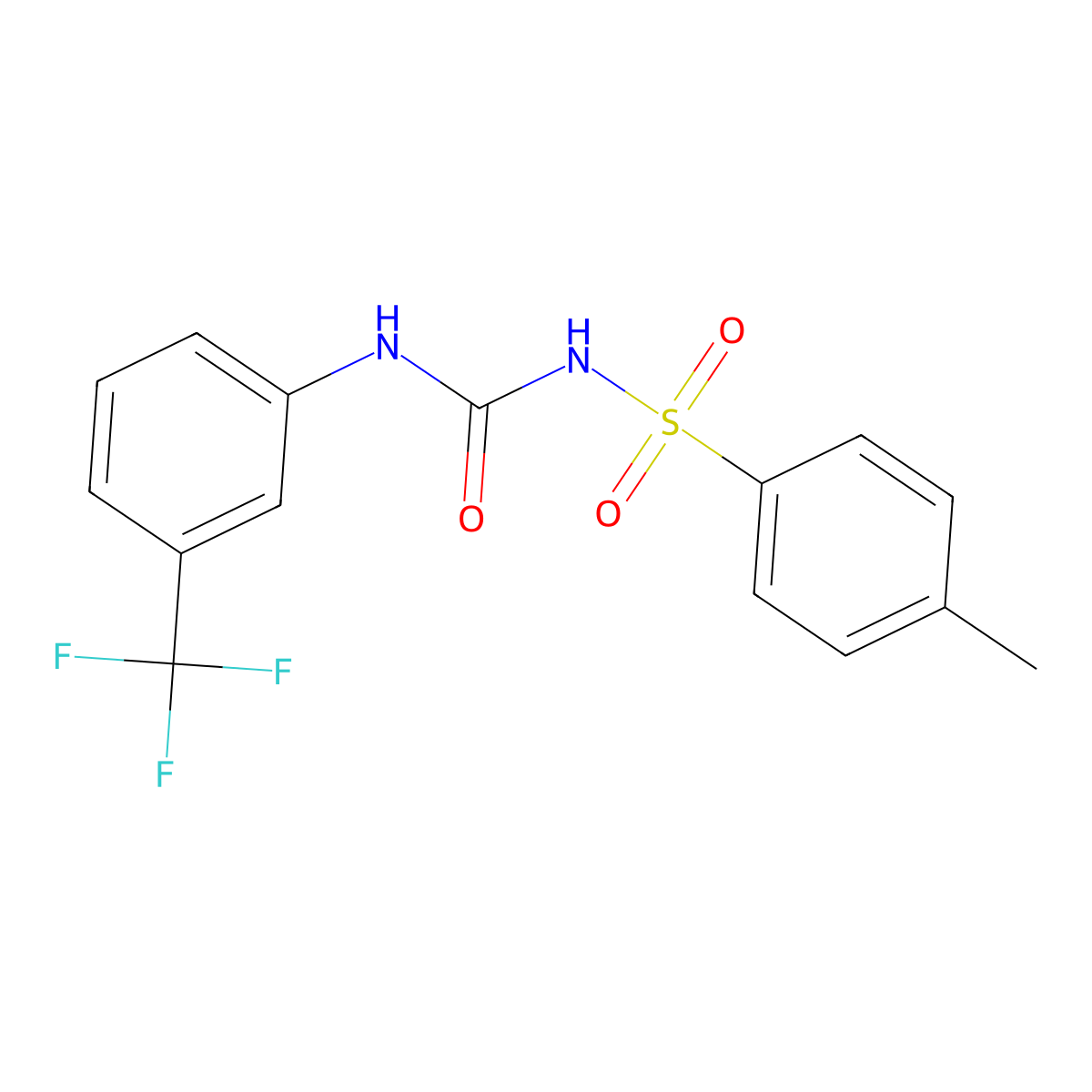 4-methyl-N-{[3-(trifluoromethyl)phenyl]carbamoyl}benzenesulfonamide molecular structure, CAS 5365-63-9