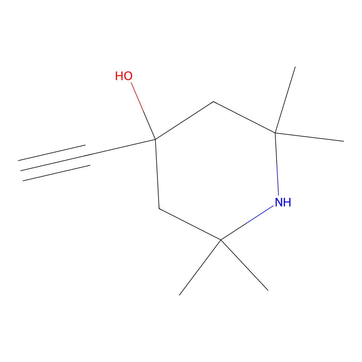 4-Ethynyl-2,2,6,6-tetramethylpiperidin-4-ol molecular structure, CAS 53654-26-5