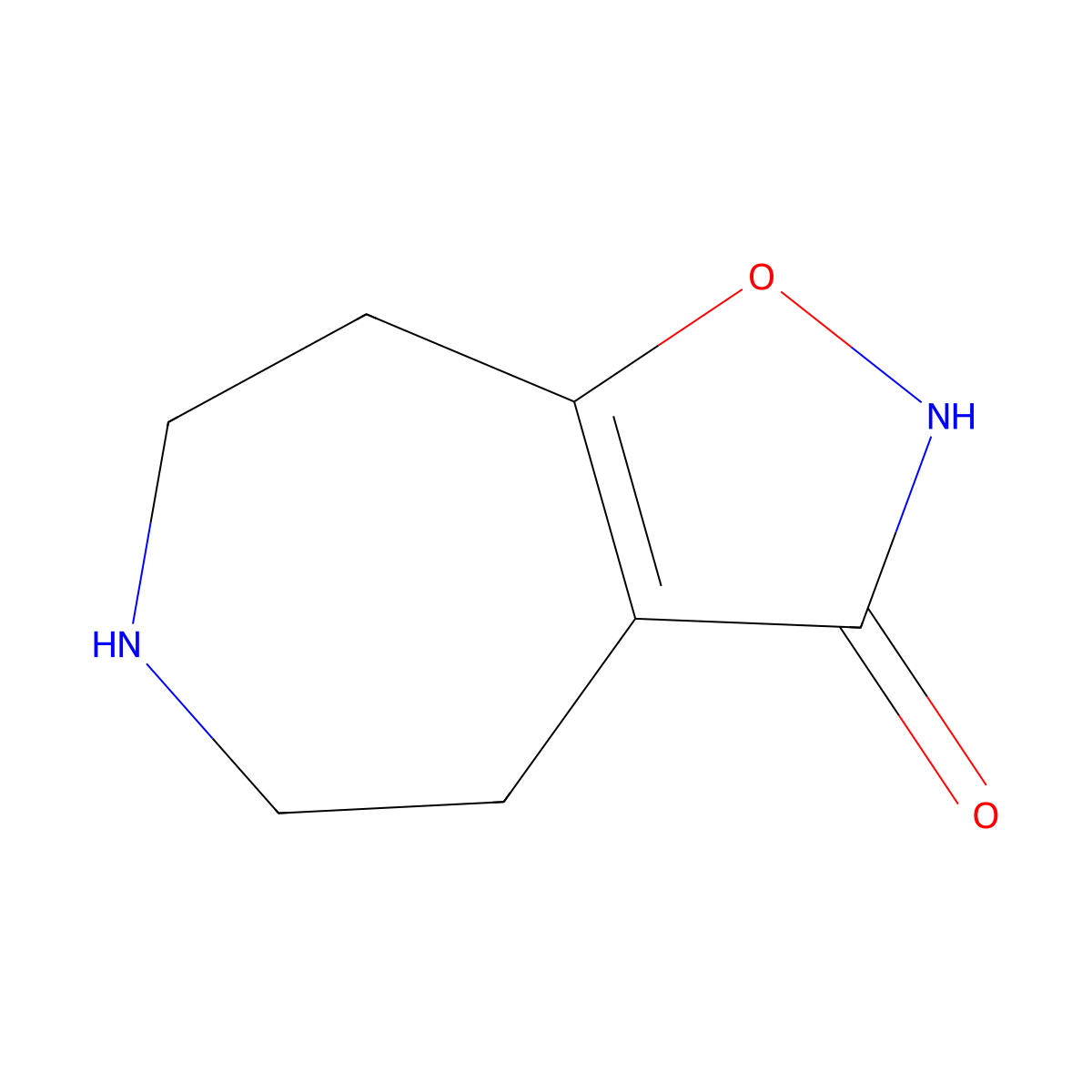 5,6,7,8-Tetrahydro-4H-isoxazolo(4,5-d)azepin-3-ol molecular structure, CAS 53658-58-5