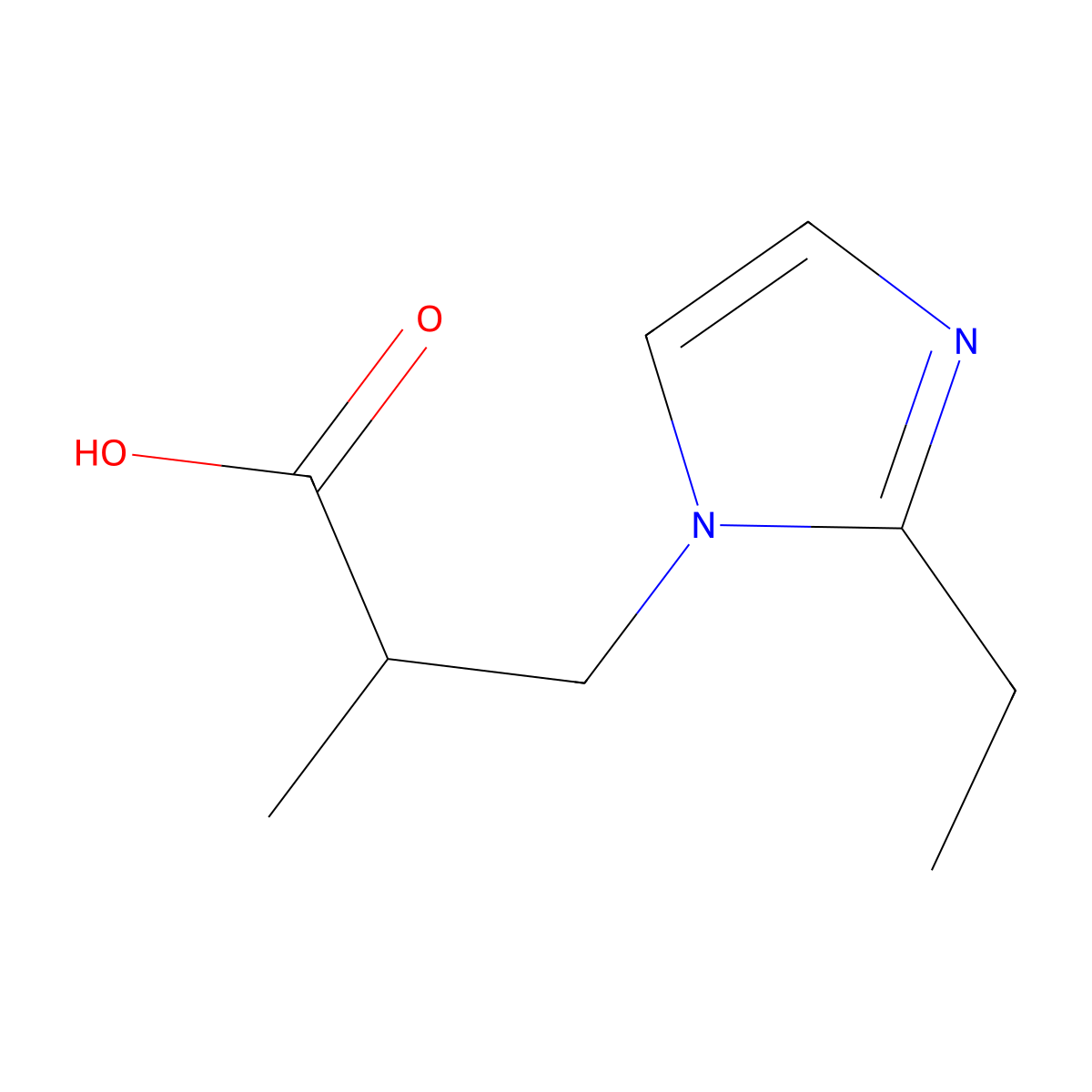 3-(2-ethyl-1H-imidazol-1-yl)-2-methylpropanoic acid molecular structure, CAS 53660-13-2