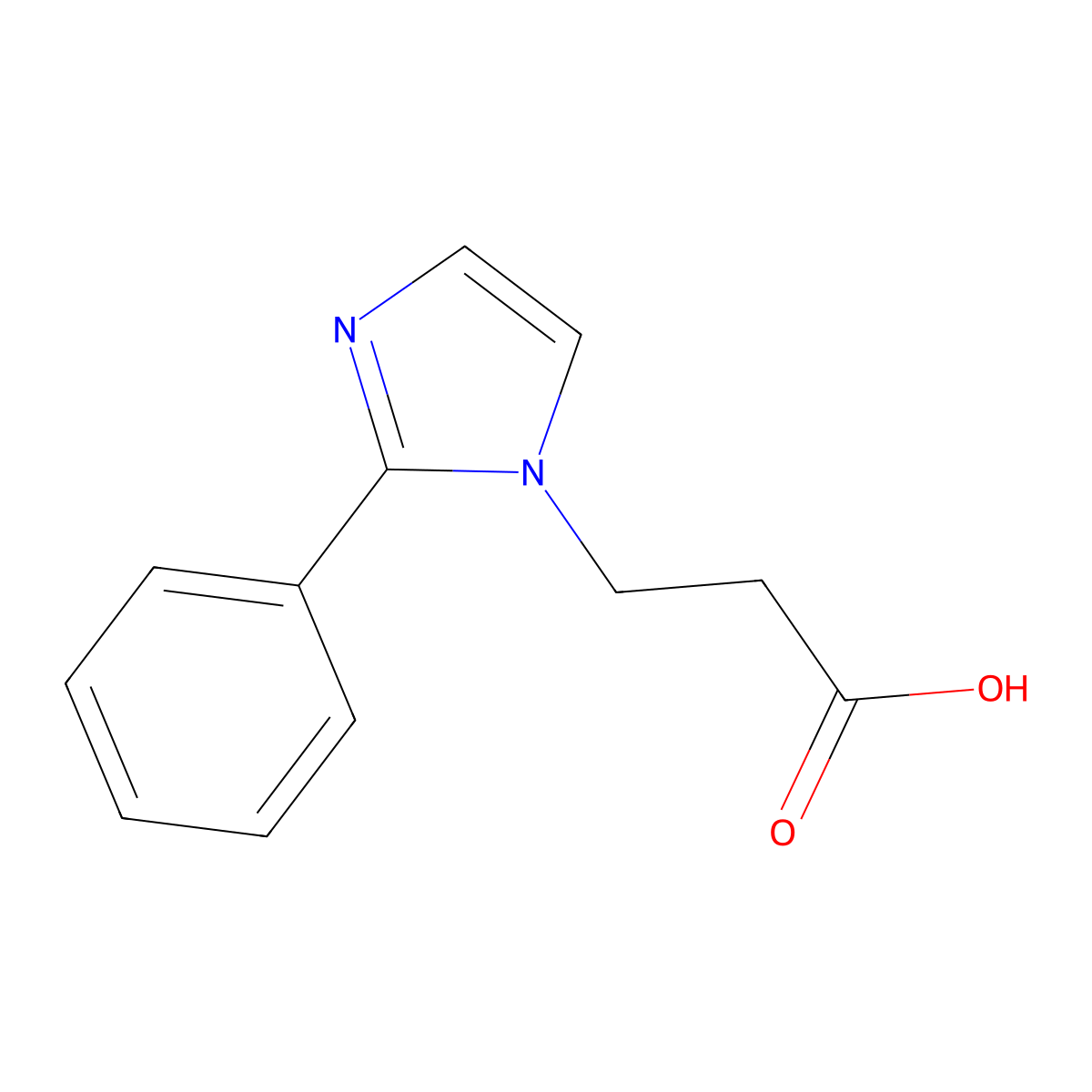 3-(2-phenyl-1H-imidazol-1-yl)propanoic acid molecular structure, CAS 53660-14-3