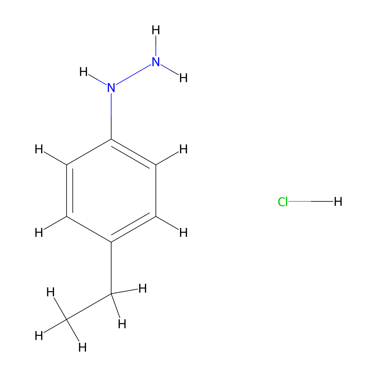 4-Ethylphenylhydrazine hydrochloride molecular structure, CAS 53661-18-0