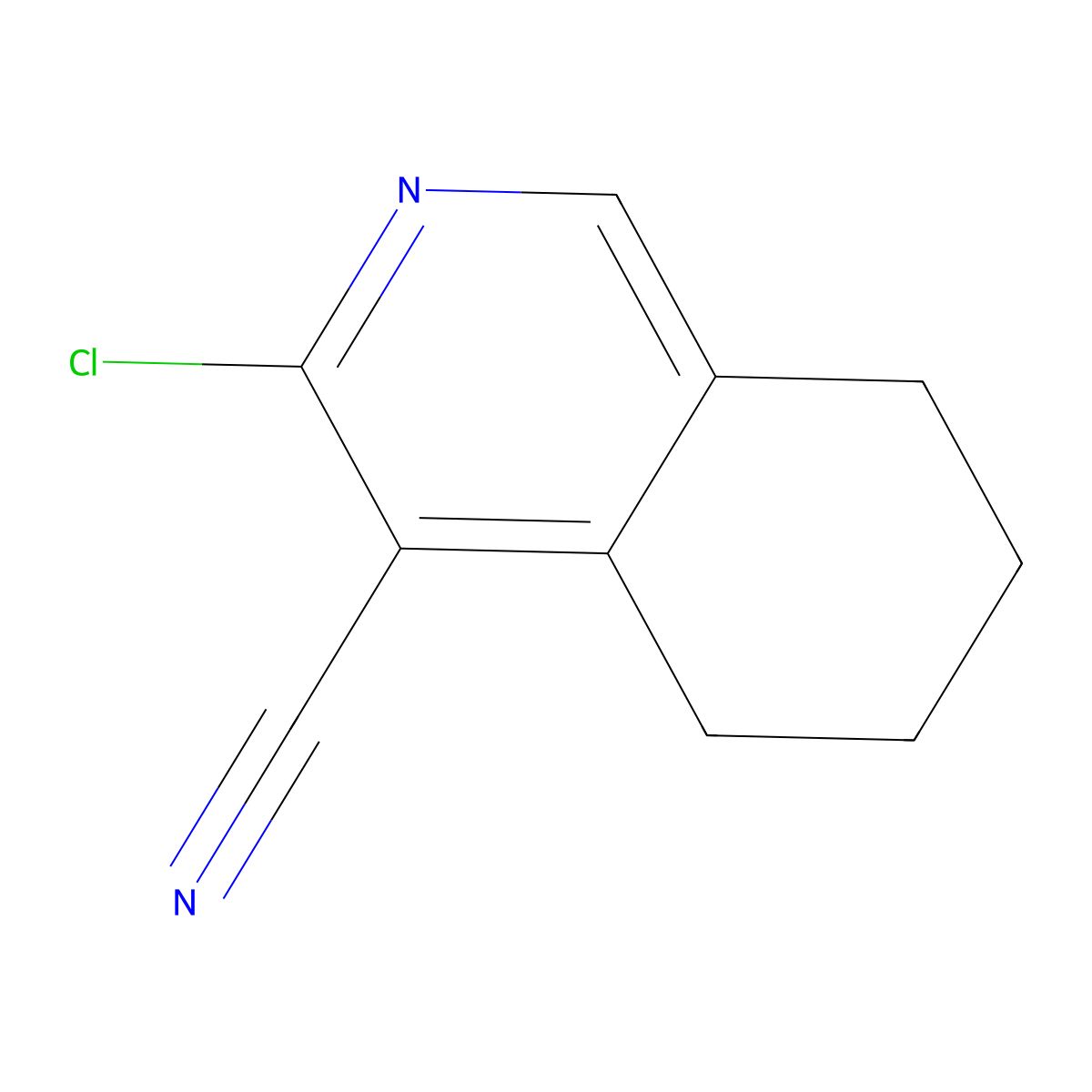 3-Chloro-5,6,7,8-tetrahydroisoquinoline-4-carbonitrile molecular structure, CAS 53661-33-9